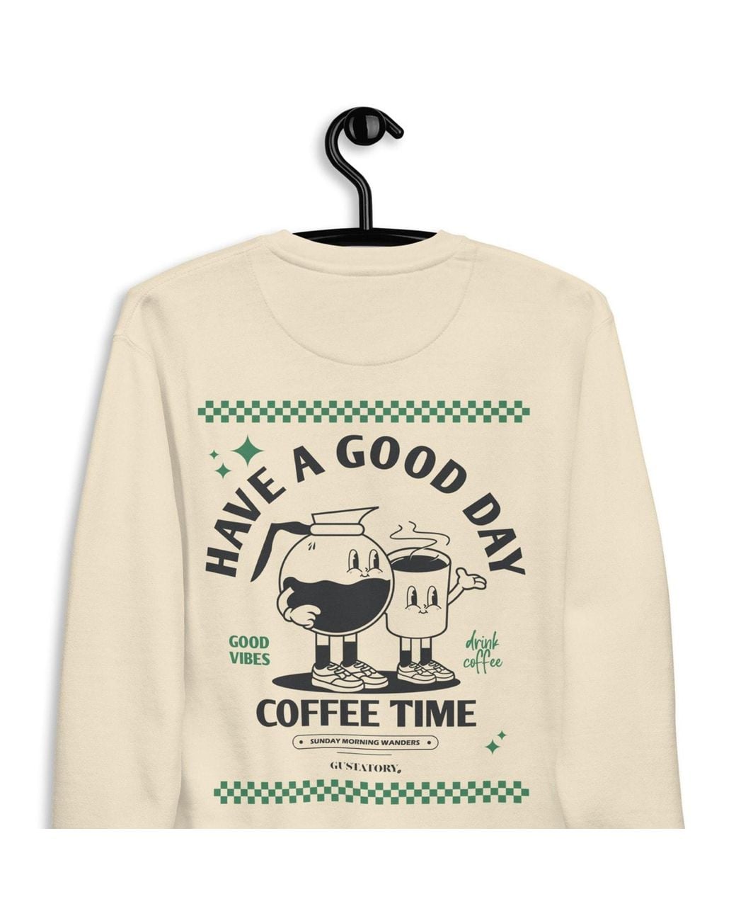 Anchor and Crew Natural Neutrals Bone Gustatory Have A Good Day Cotton Blend Embroidered Sweatshirt for men