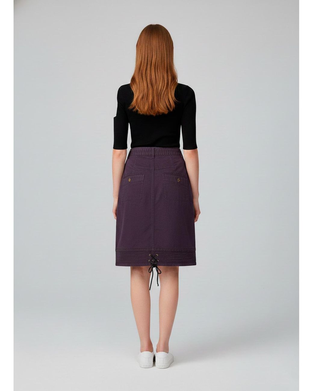 Conquista Purple Button-Front Utility Skirt