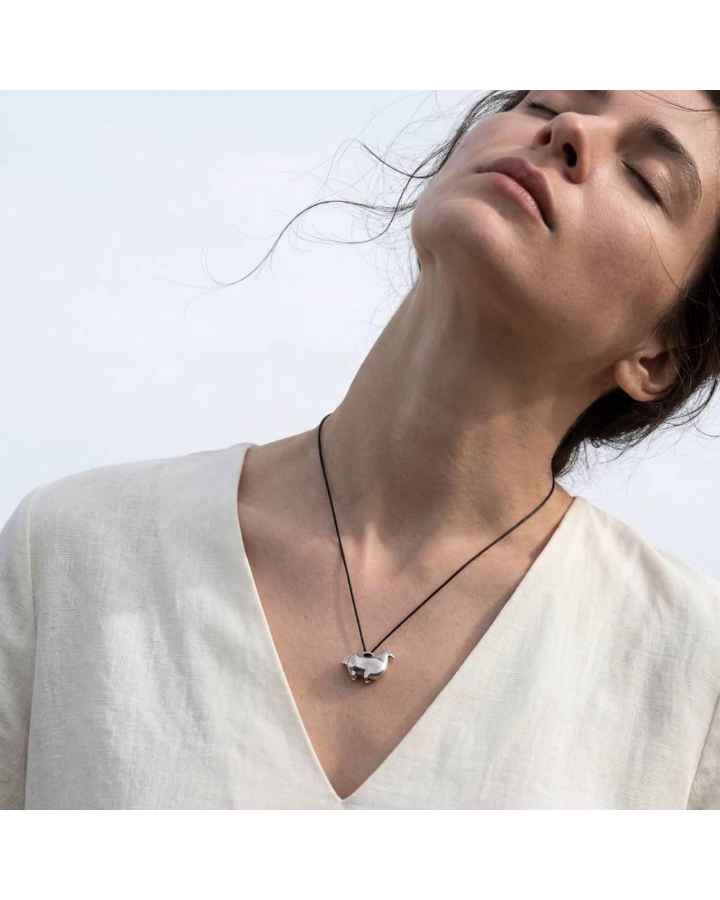 Pearl Code White Artisanal Horse Pendant – Symbolic Necklace With Cord for men
