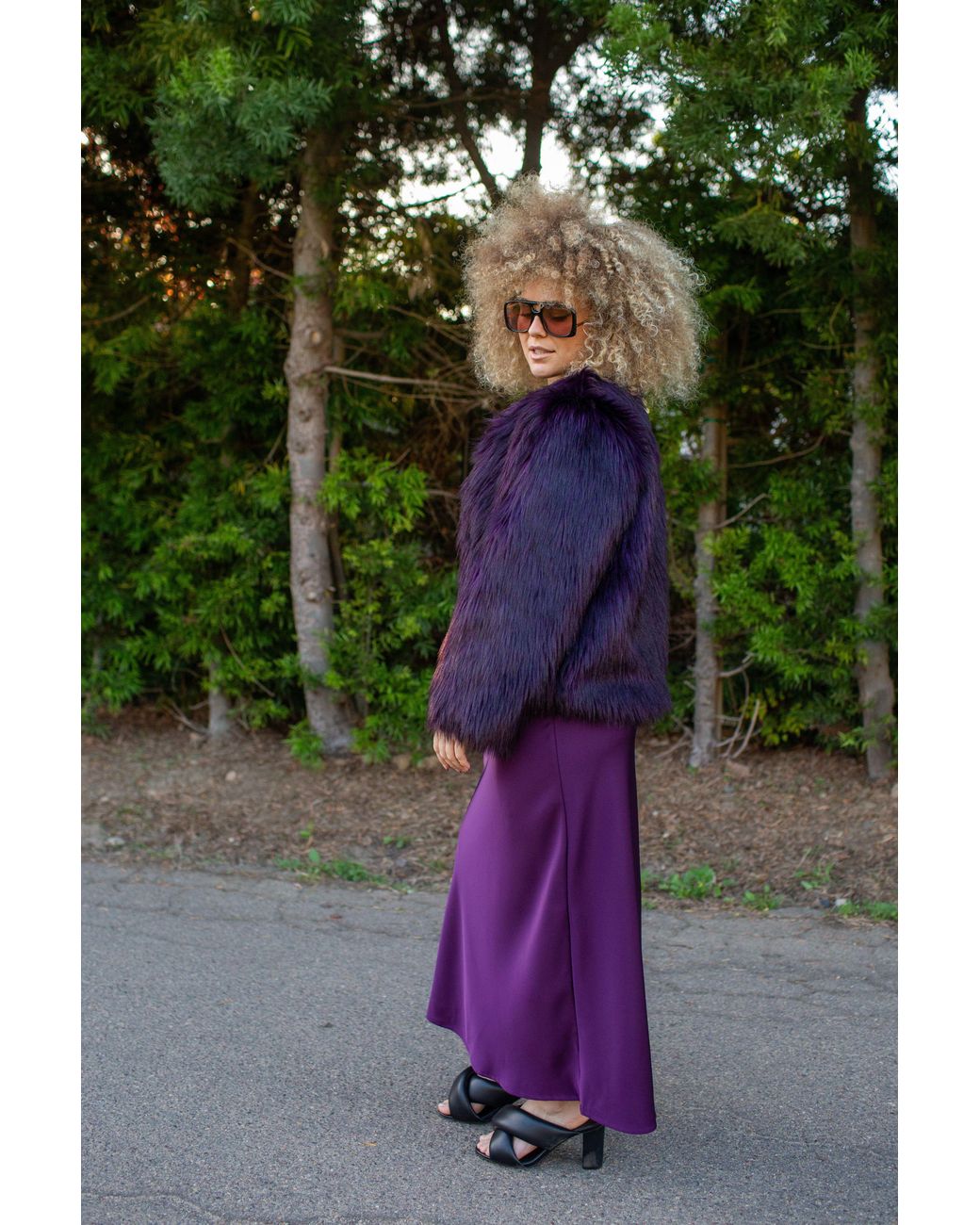 Jennafer Grace Purple Shadow Amethyst Faux Fur Jacket