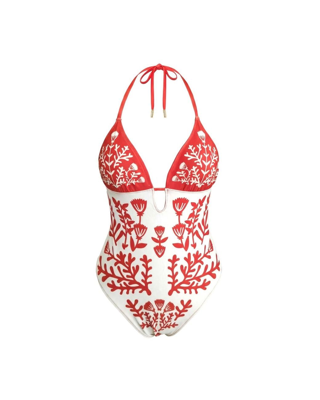 Jessie Zhao New York Red Coral Garden Reversible One Piece Swimsuit