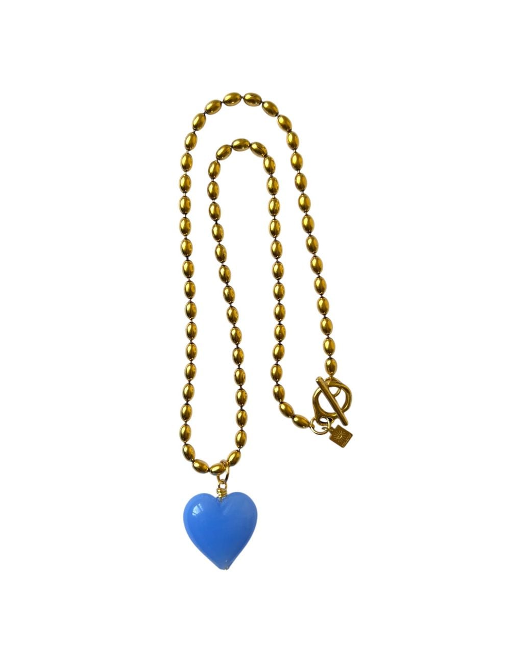 Sccollection Metallic Bacio Glass Heart Necklace