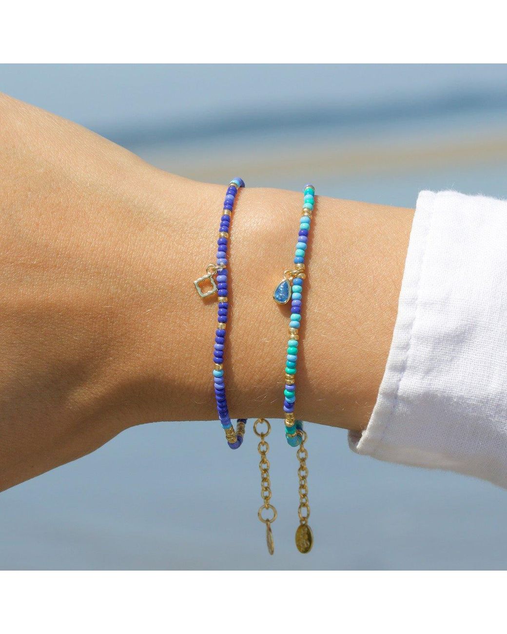 With Love Darling Metallic Water Drop Beaded Bracelet