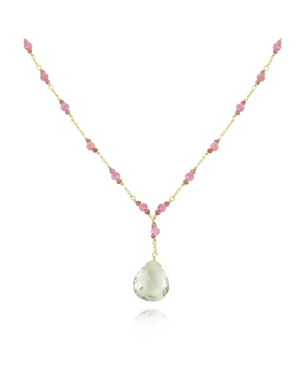 MOUNIR LONDON Metallic Green Amethyst Drop Necklace