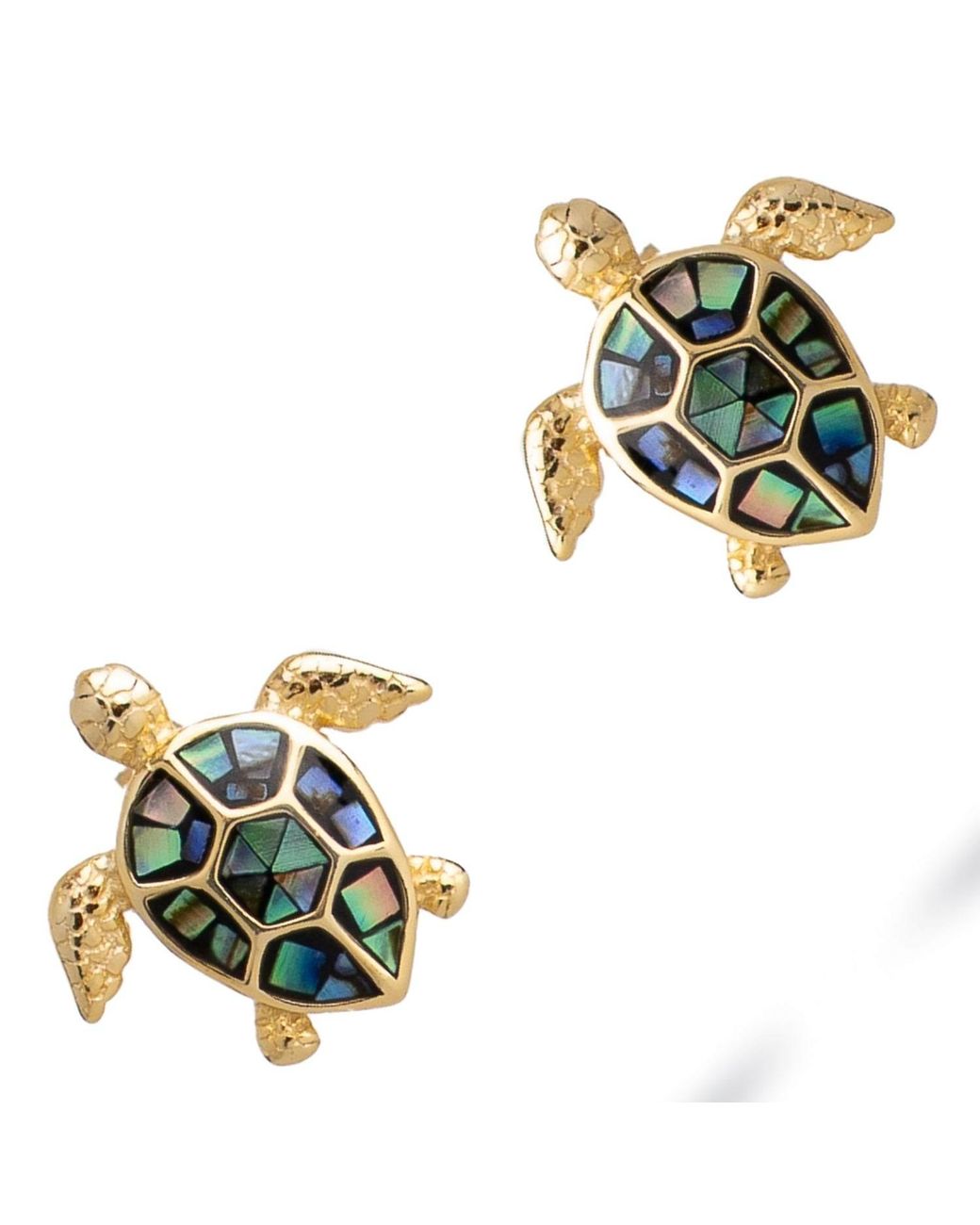 Ebru Jewelry Metallic Ocean Spirit Turtle Pearl Stud Earrings