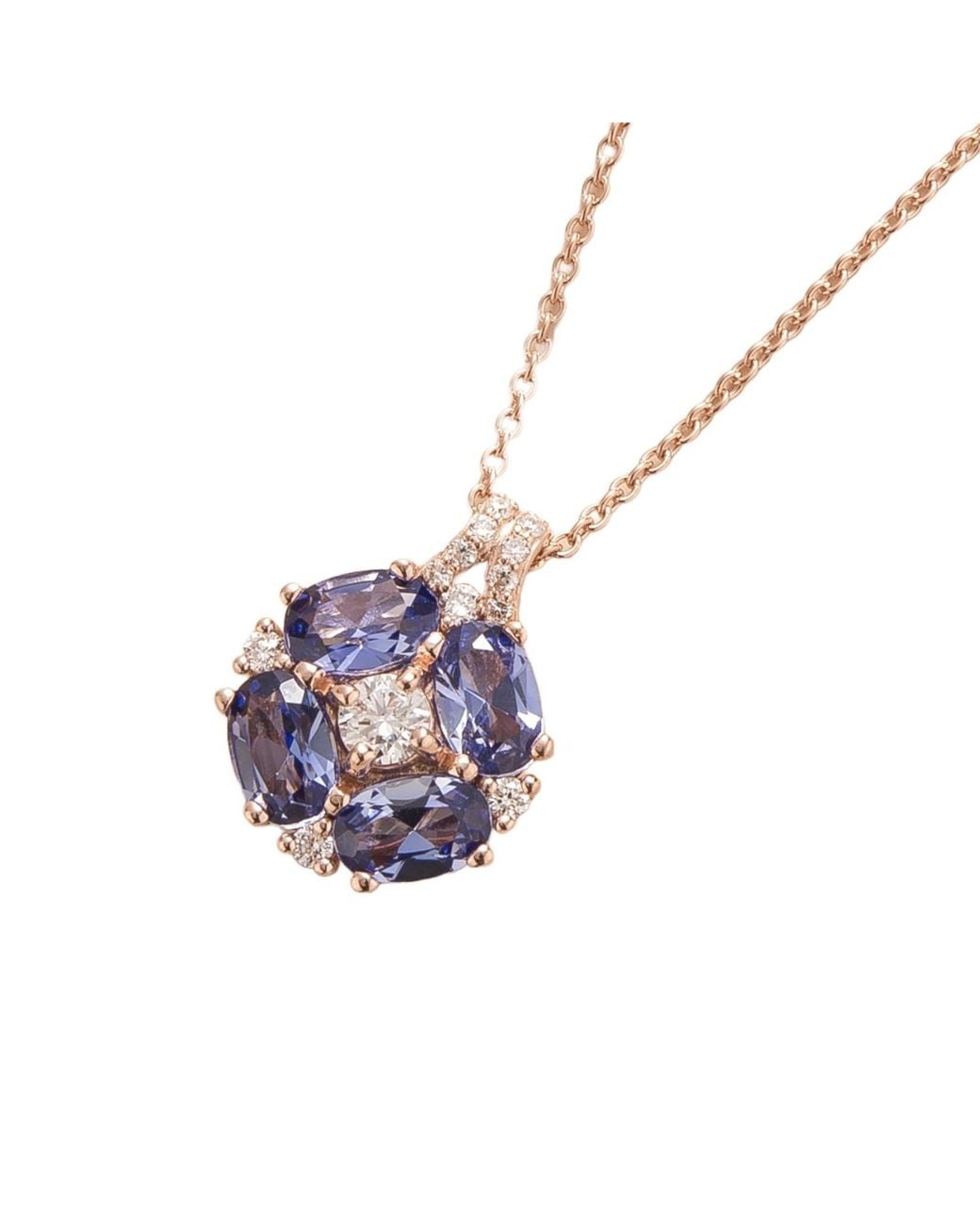 Juvetti Multicolor Rose Pristi Rose Necklace Diamonds & Ceylon Sapphire