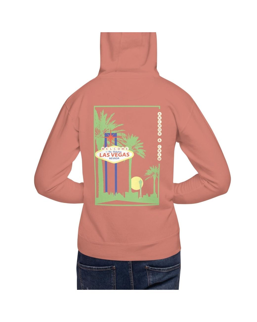 Anchor and Crew Pink Cocktail Las Vegas Landmark Cotton Blend Hoodie