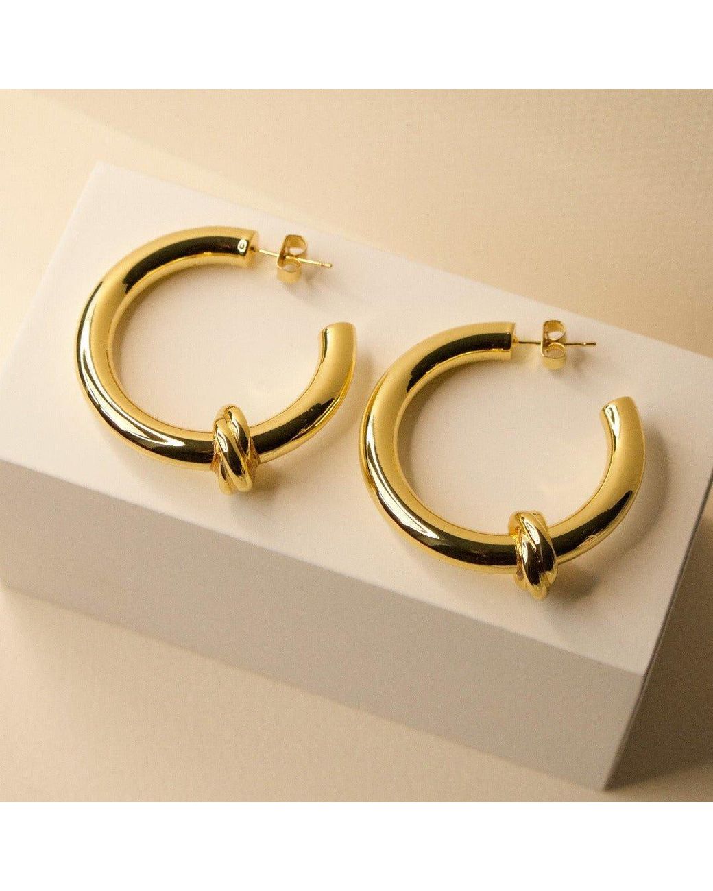 With Love Darling Metallic Knot Hoop Earrings