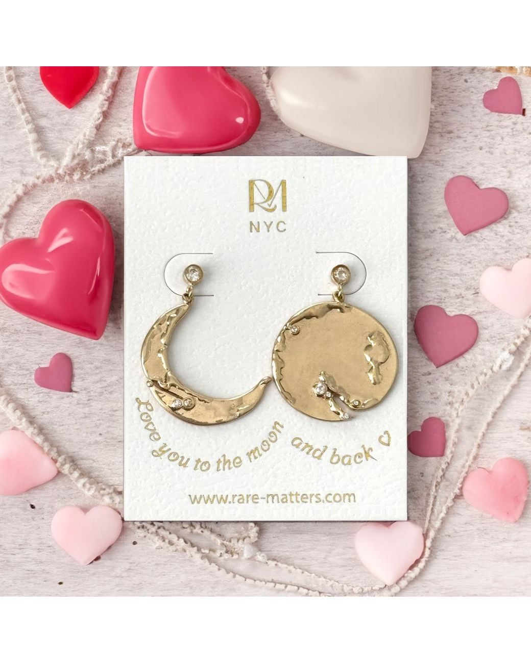 Rare Matters Jewelry Metallic Valentines Alluring Sun And Moon Earring Special Card