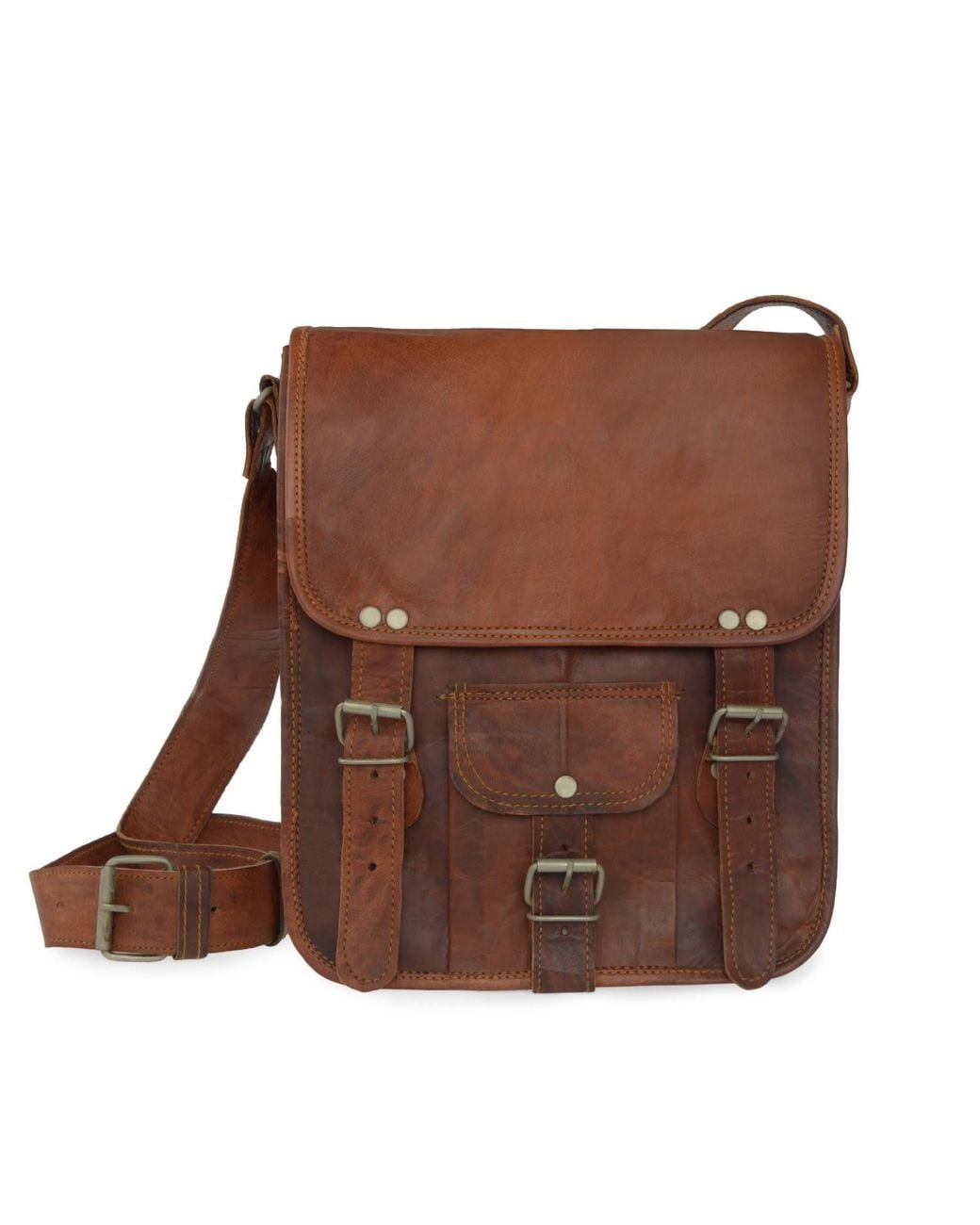 VIDA VIDA Brown Vida Vintage Leather Day Satchel for men