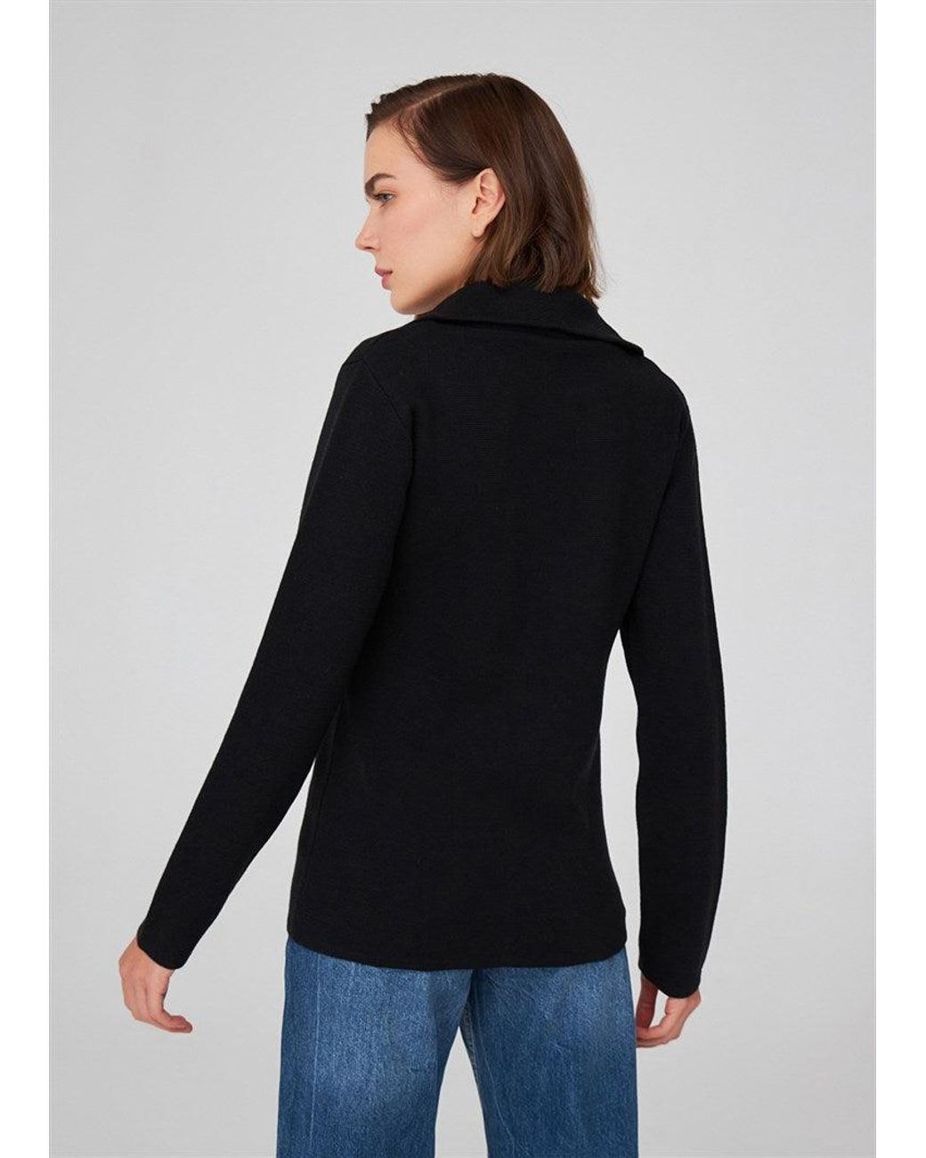 Peraluna Black Classic-Fit Blazer Knitwear Jacket