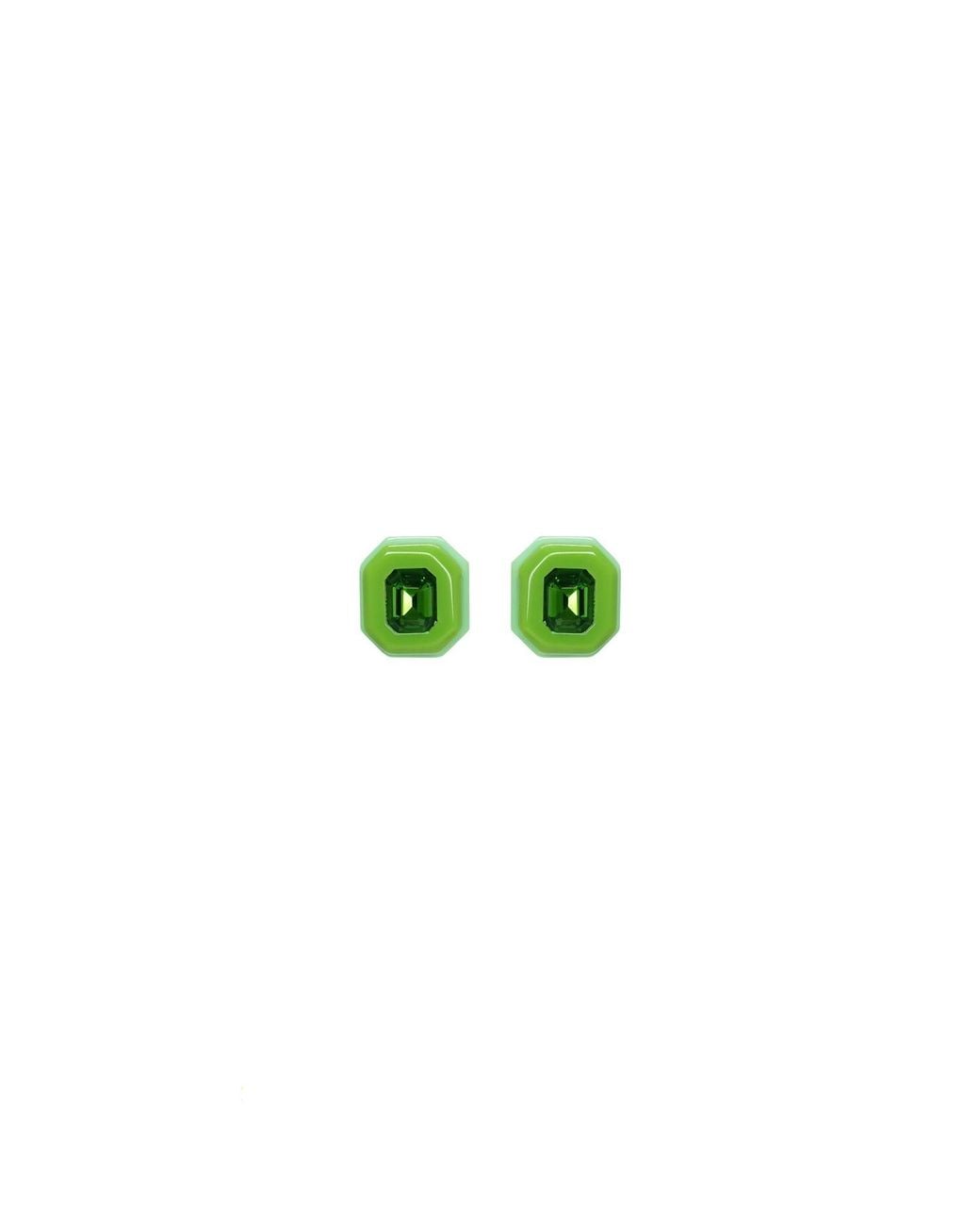 Gissa Bicalho Green Handmade Acrylic Earring Kit Stone Hoop And Pendant