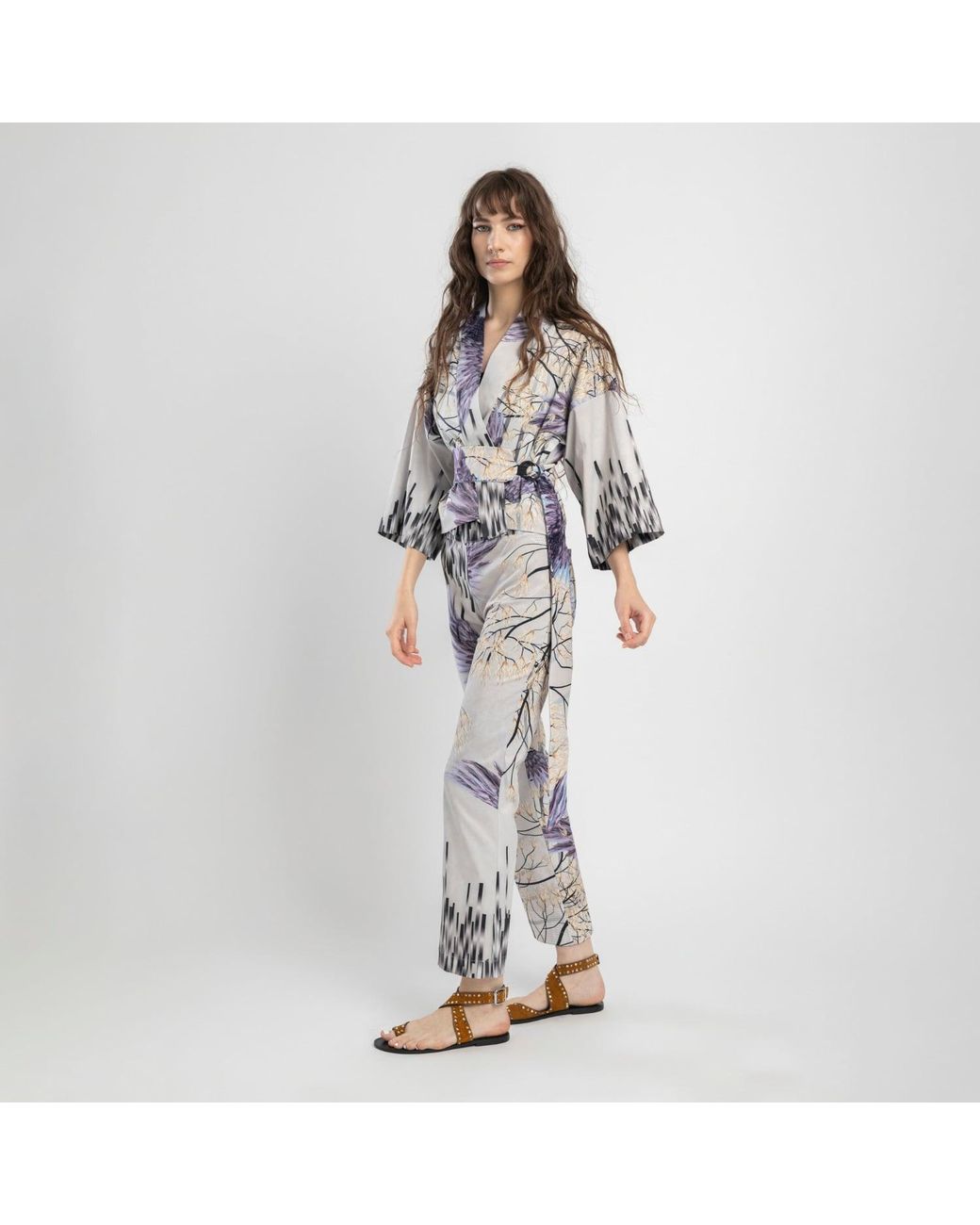 ARTISTA Blue Rizz Cropped Kimono