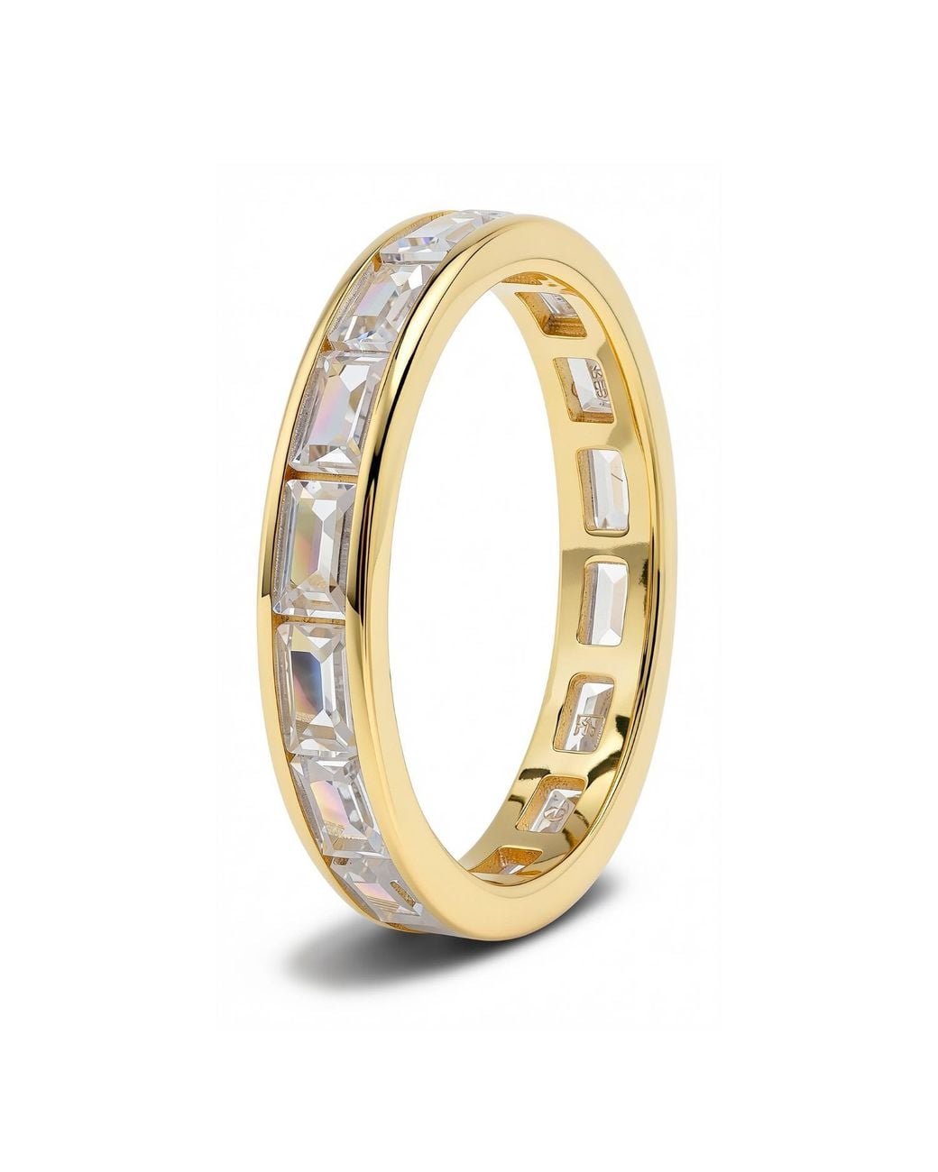 Kylie Harper Metallic Channel-Set Baguette Diamond Cz Eternity Band Ring