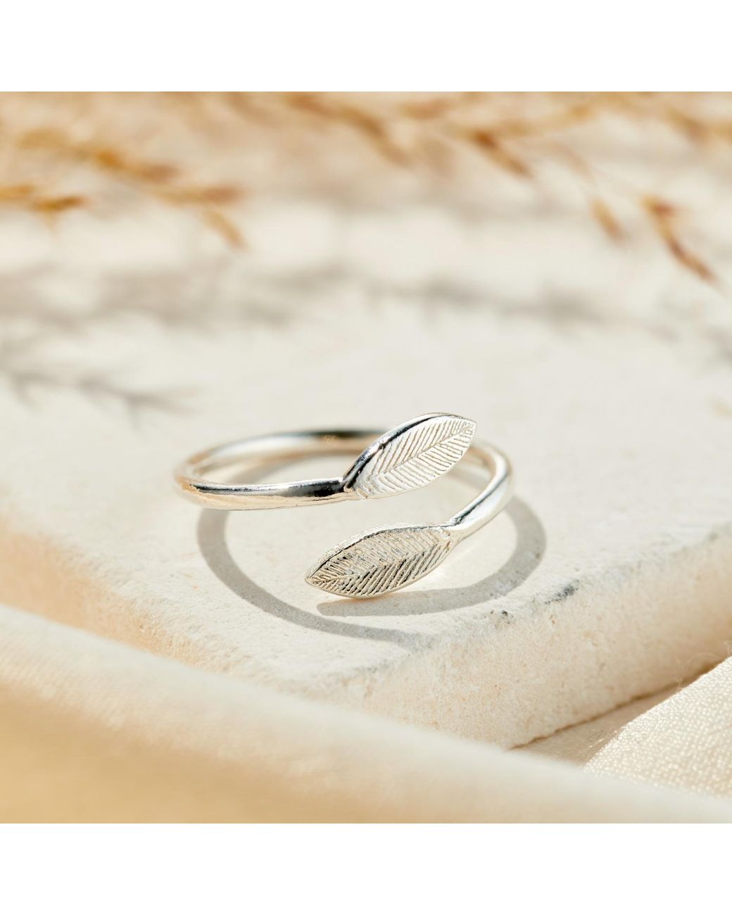 Posh Totty Designs Metallic Sterling Silver Leaf Open Ring