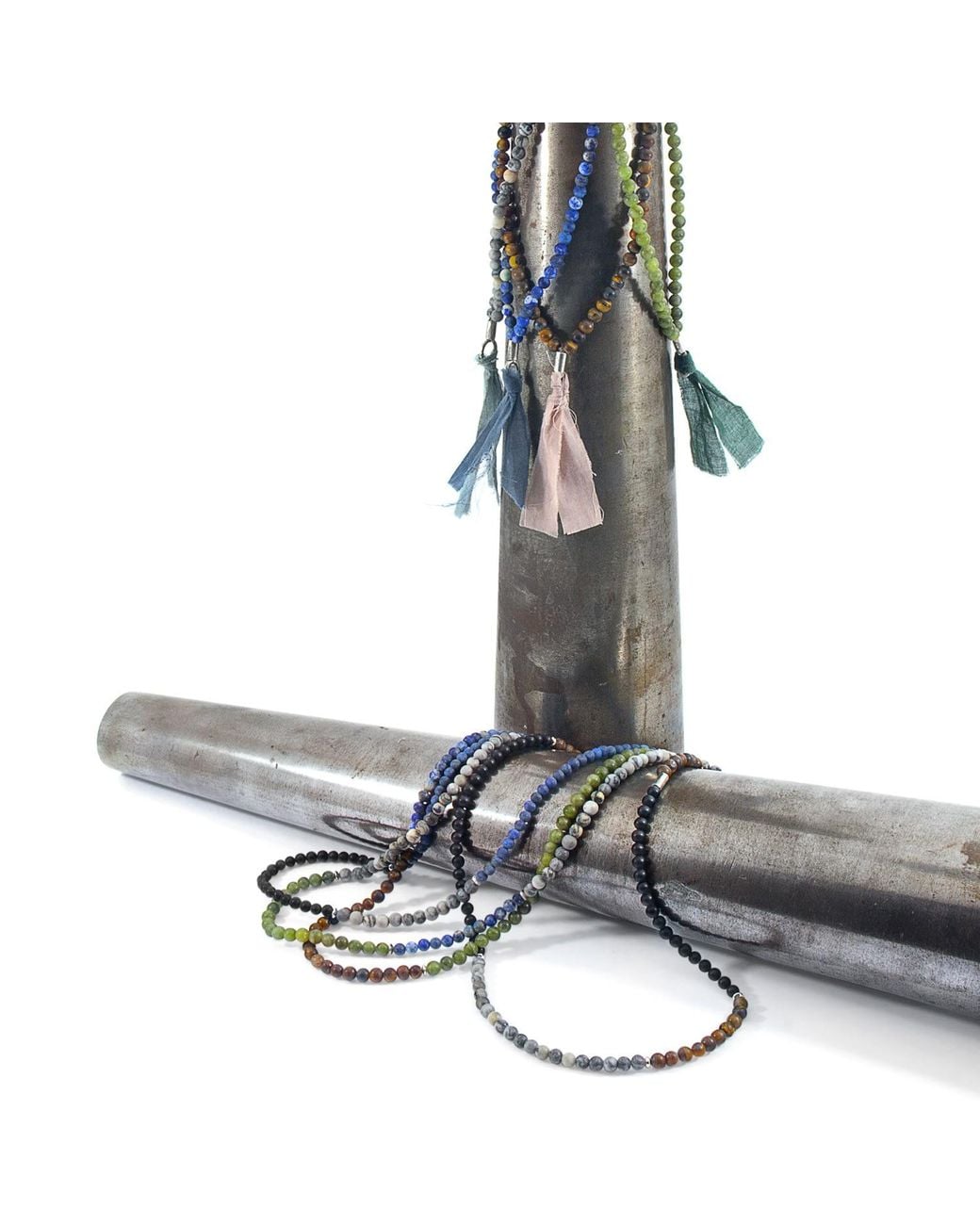 Anchor and Crew Blue Sodalite, Onyx & Jasper Isaac & Stone Skinny Necklace X Wrap Bracelet for men