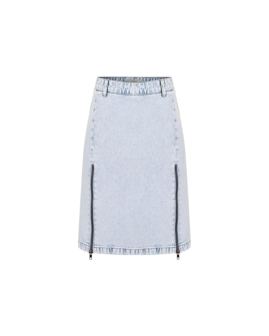Gov Denim Blue Denim Pencil Skirt With Front Slit