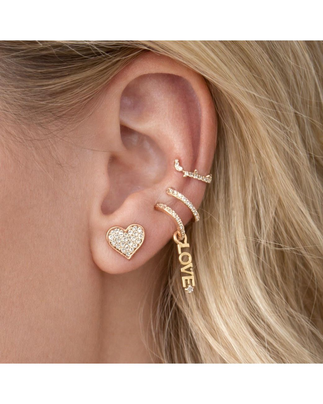 Ecce | Artisan Diamonds Metallic Solid 14Ct Mini Heart Diamond Pair Stud Earring