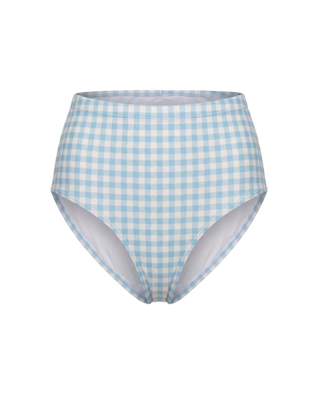 Lime Ricki Swimwear Blue Sky Gingham High-Waist Bottom
