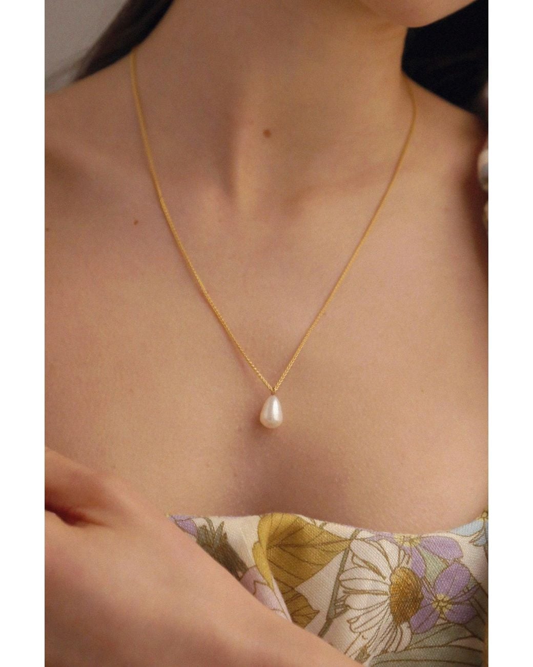 Katy Faye Metallic Brigette Pearl Necklace