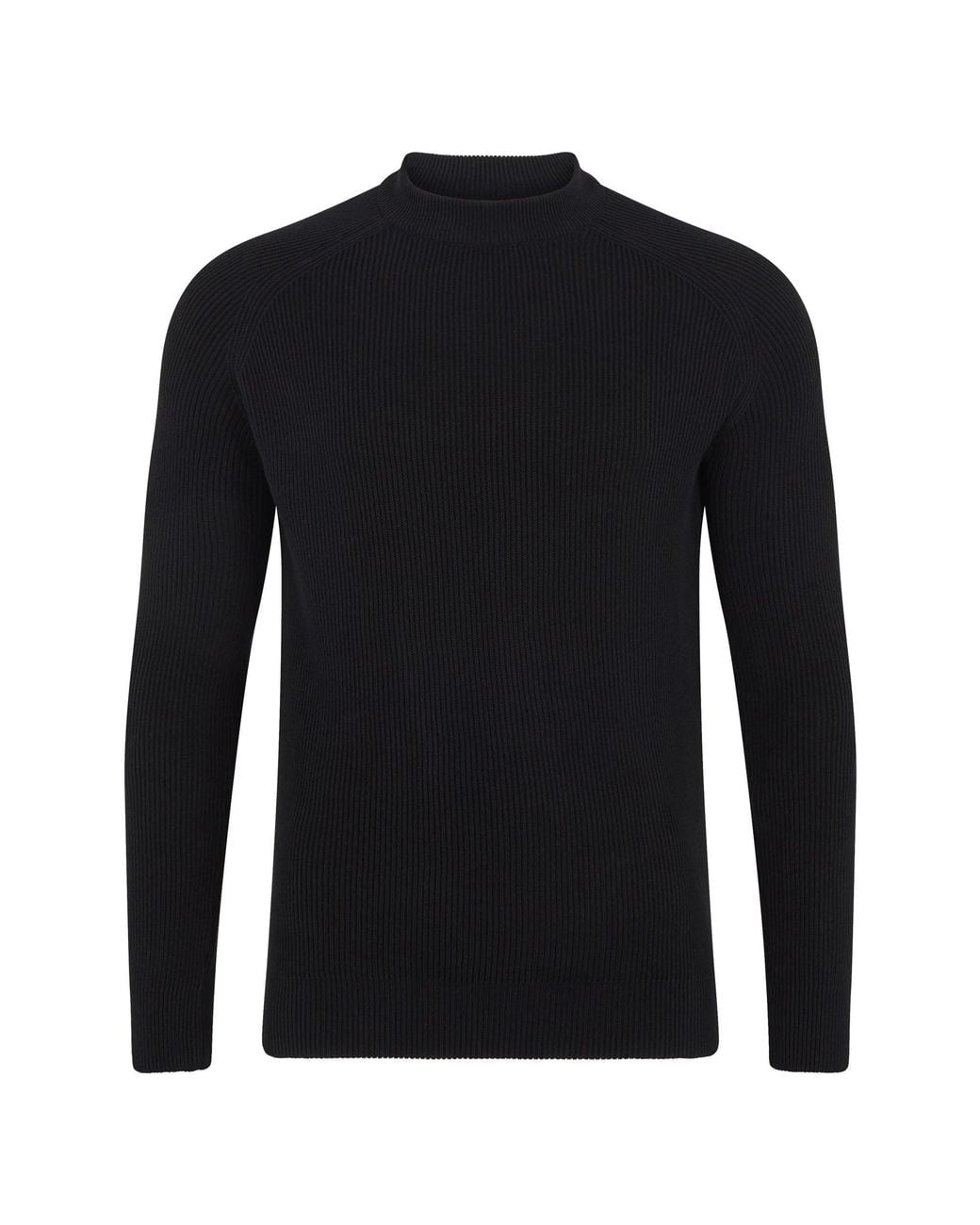 Paul James Knitwear Black Lightweight Cotton Brett Ribbed Crew Neck Jumper for men