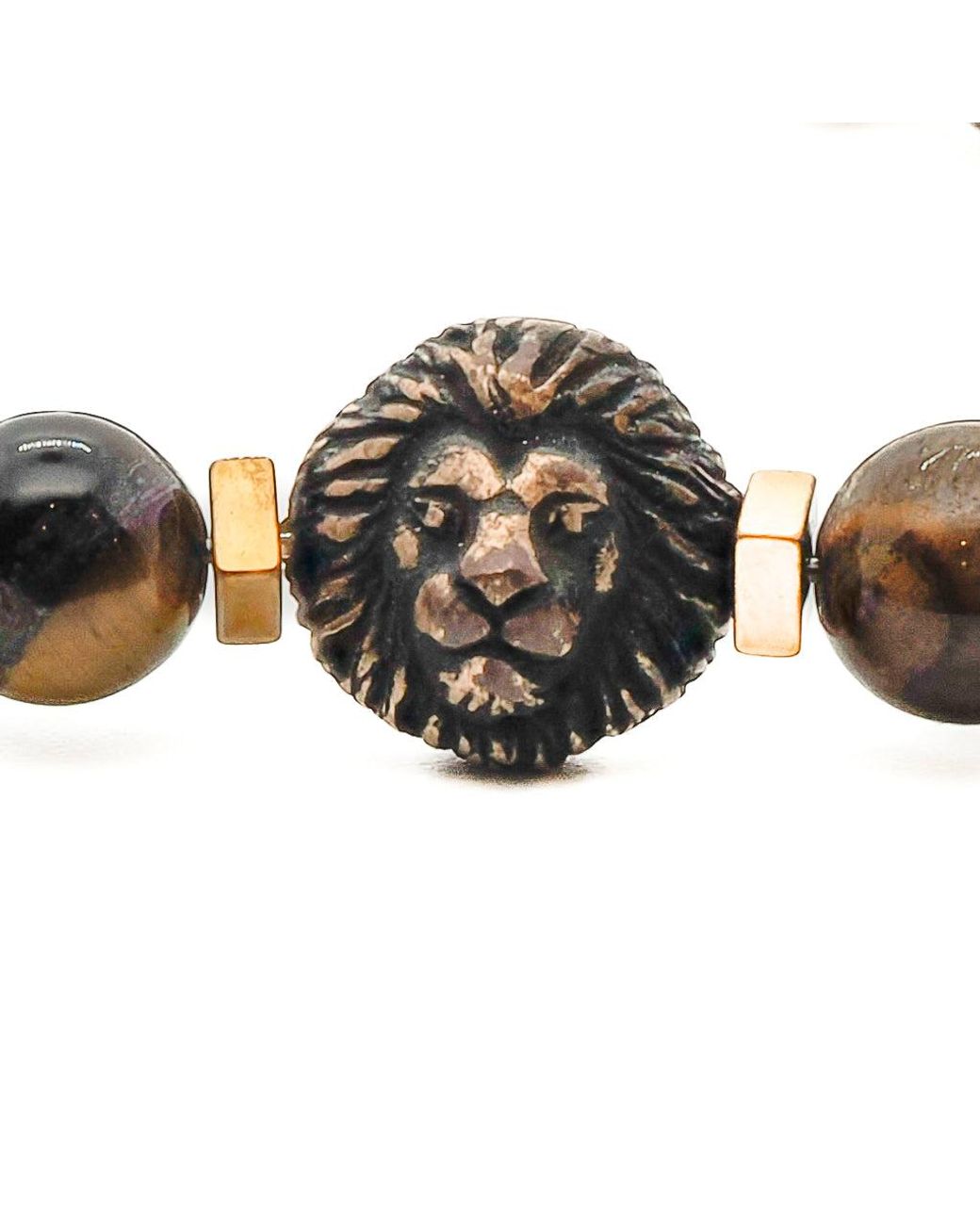 Ebru Jewelry Brown Lion Tiger Eye Beaded Bracelet for men