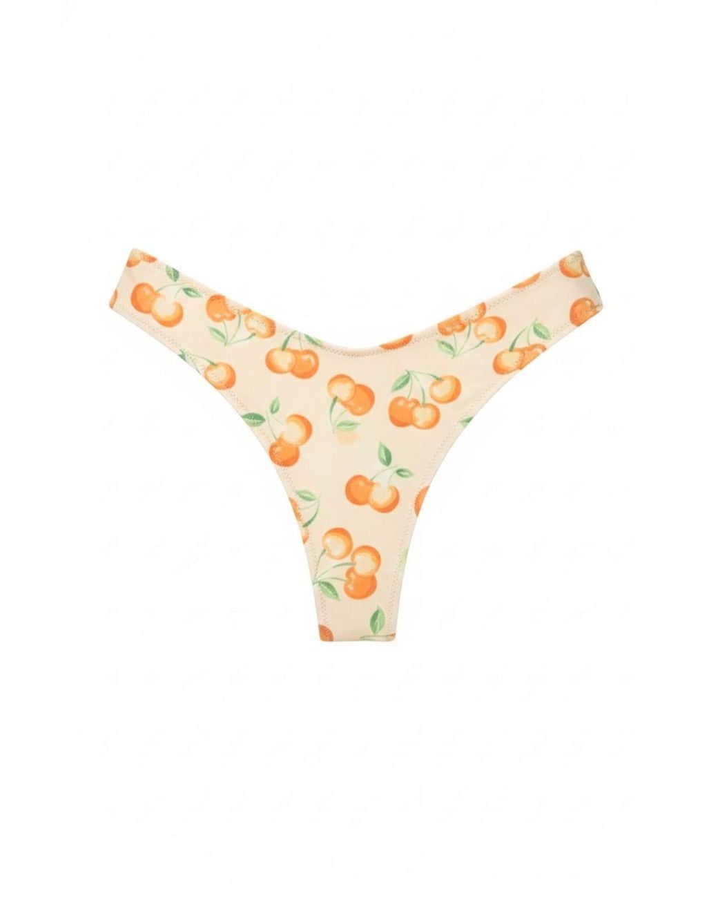 Montce White Cherry Sherbet Lulu Zig-Zag Stitch Bikini Bottom