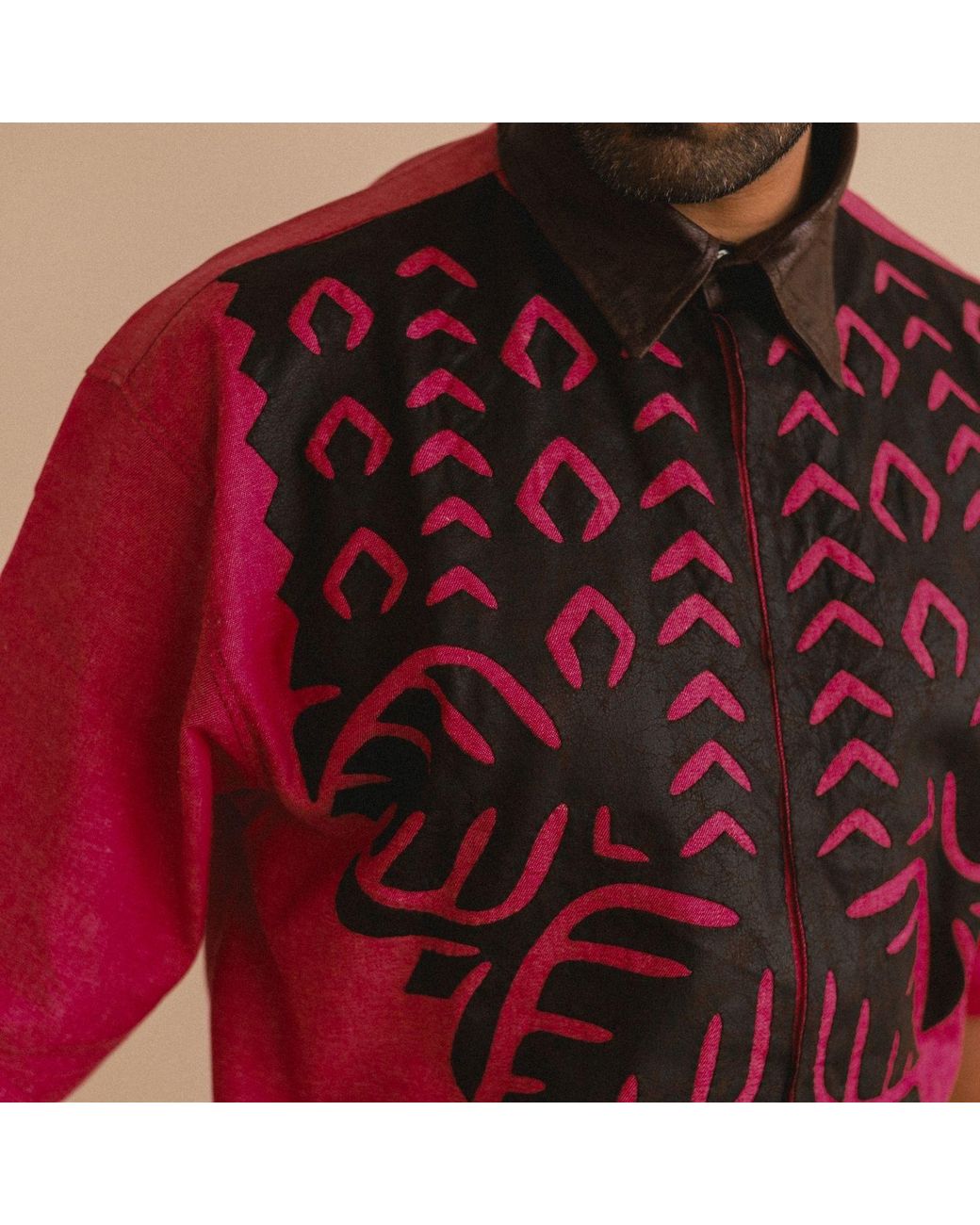 Collected Xx Pink Rosette Dust Half Sleeves Collar Shirt for men