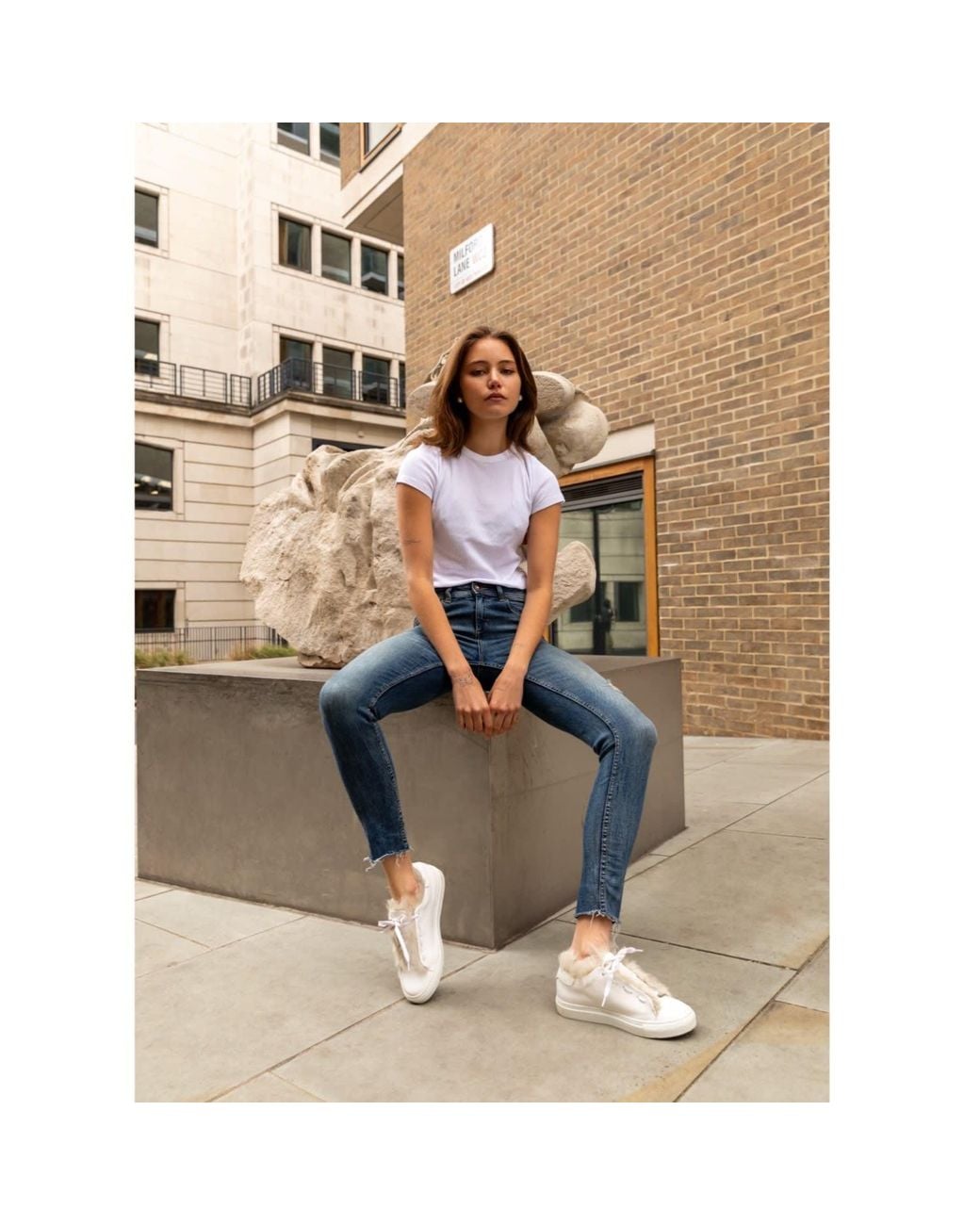 Fursho White Classic Shearling-Lined Lace-Up Trainers
