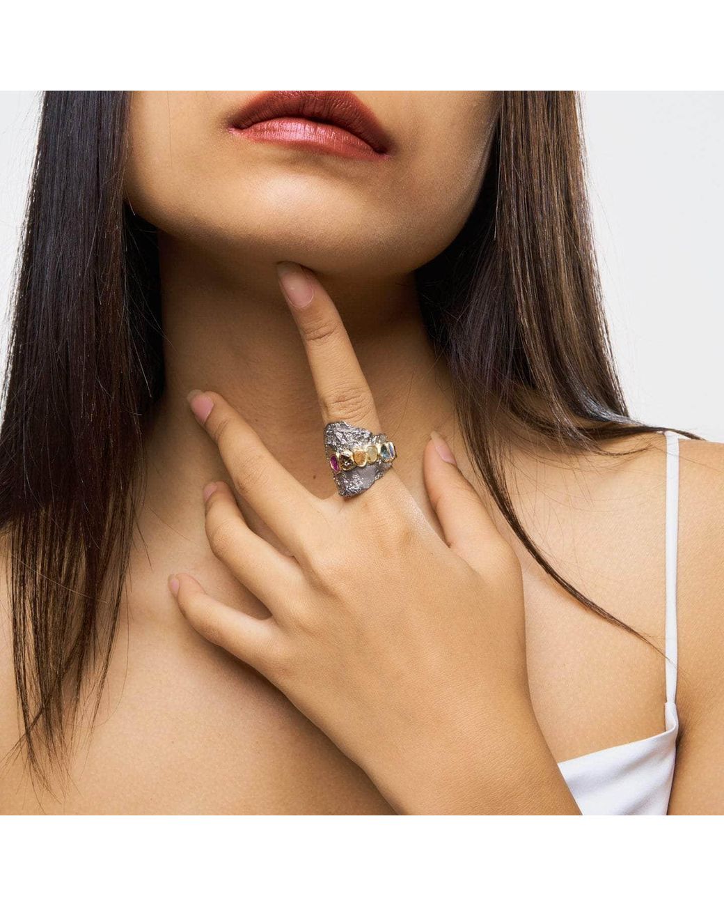 German Kabirski White Septem Sapphire & Chrysoberyl Ring