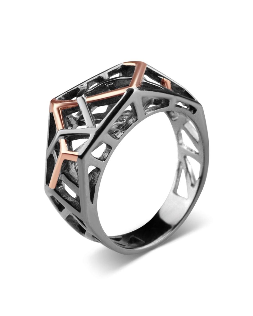 Bellus Domina Metallic Rhodium Plated Crossover Ring