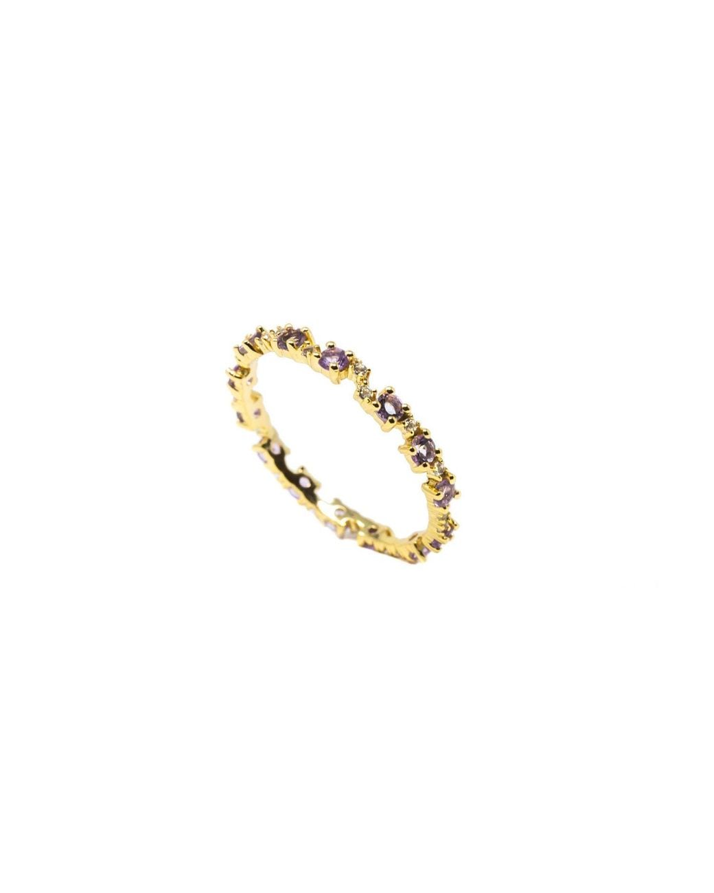NASI SILVER Metallic Nobody's Perfect Eternity Ring- Amethyst & Topaz
