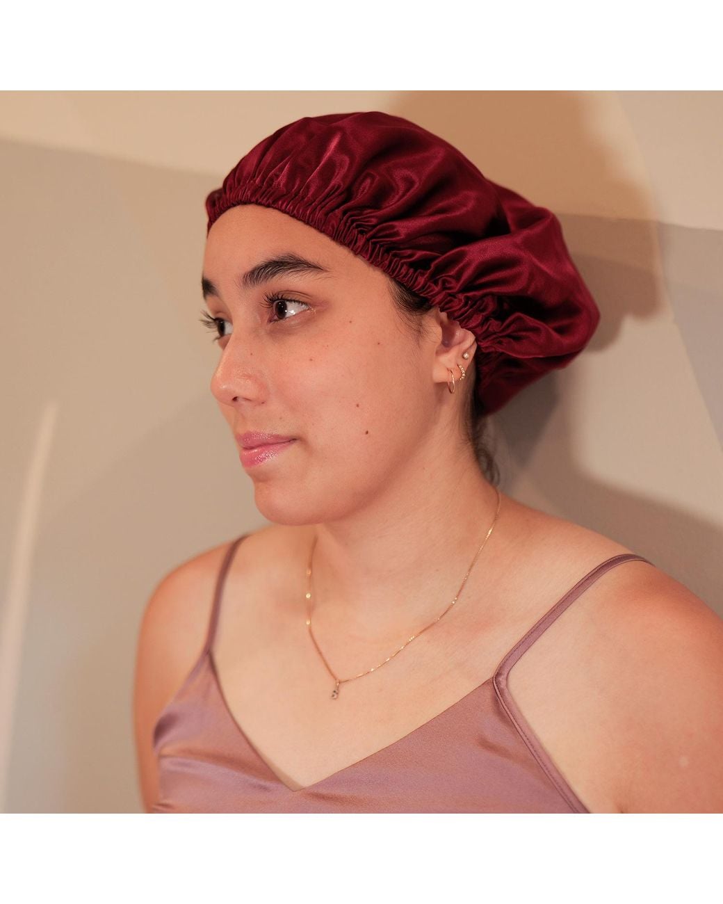 Soft Strokes Silk Red Pure Mulberry Silk Sangria Hair Bonnet