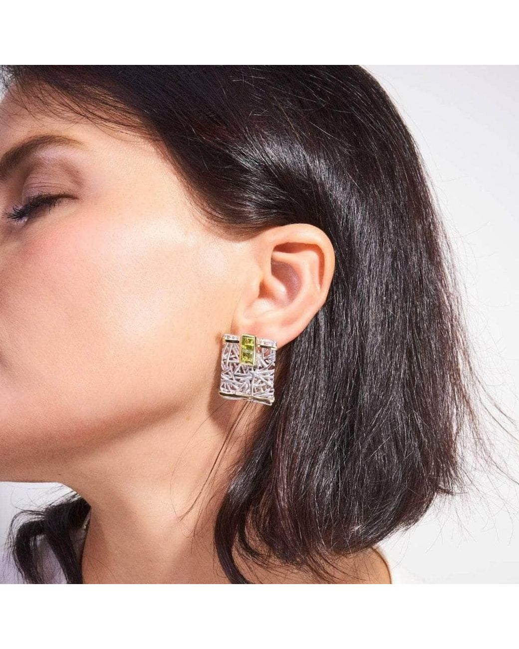 German Kabirski Metallic Verina Peridot Earrings