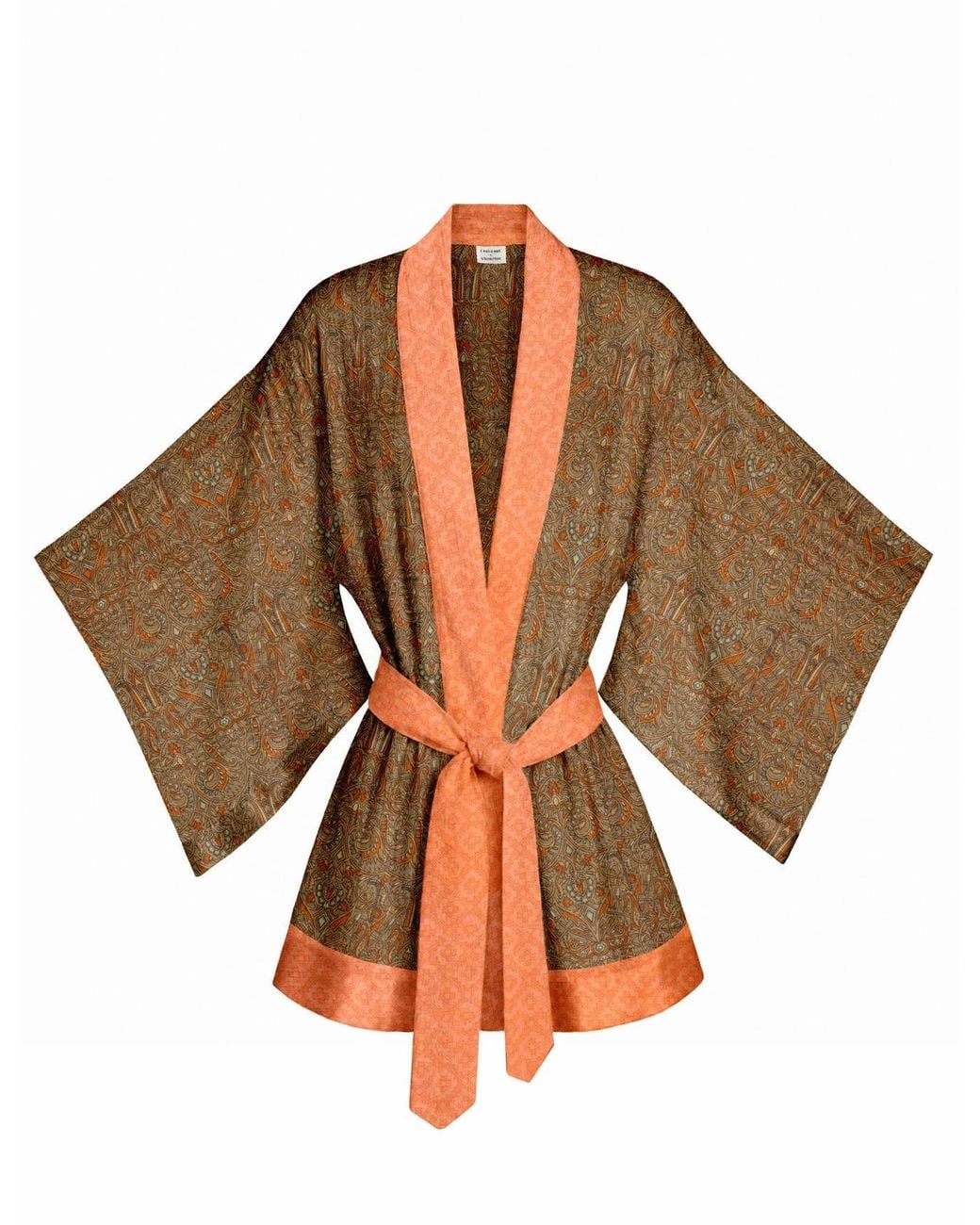 Artemis Muse Brown One Of A Kind Recyled Sari Kimono Two