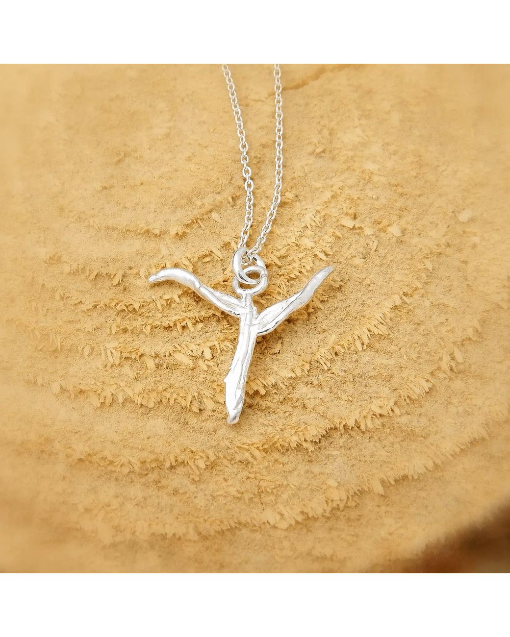 Mother Nature Jewelry Metallic Cross From Acacia, Handmade Minimalist Necklace, Twig Leaf Pendant