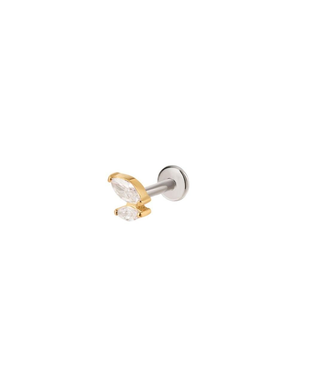 Vanhi Metallic Double Marquise Threadless Flat Back Titanium Cartilage Stud