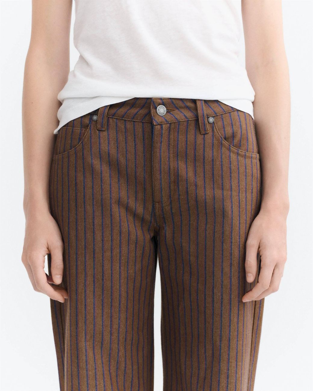 Thinking Mu Brown Striped Natural Dyes Kettan Low-Rise Trousers