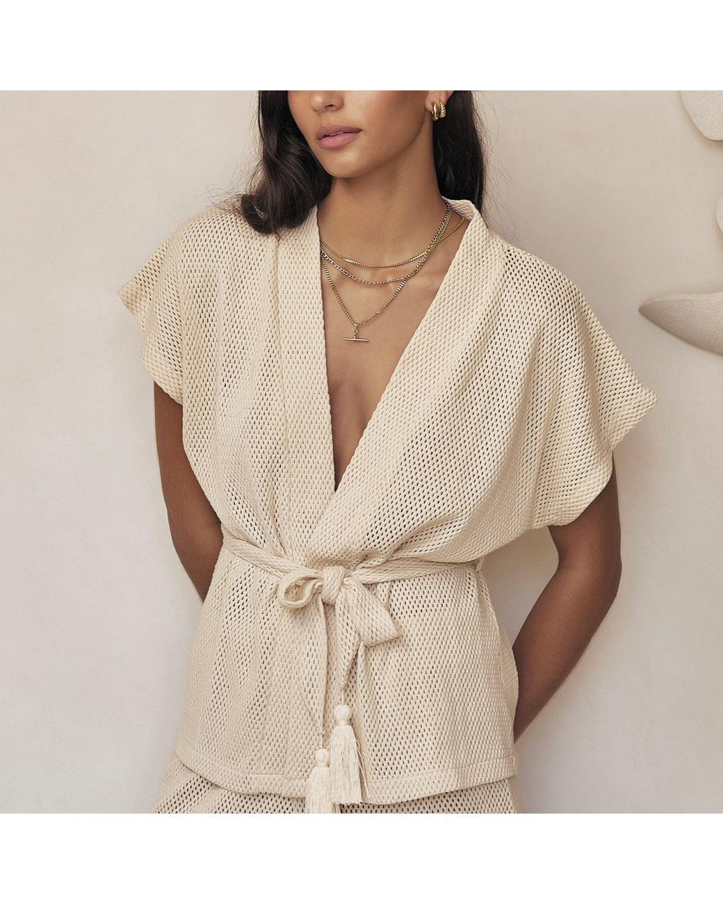 ARMS OF EVE White Neutrals Sardinia Wrap Top