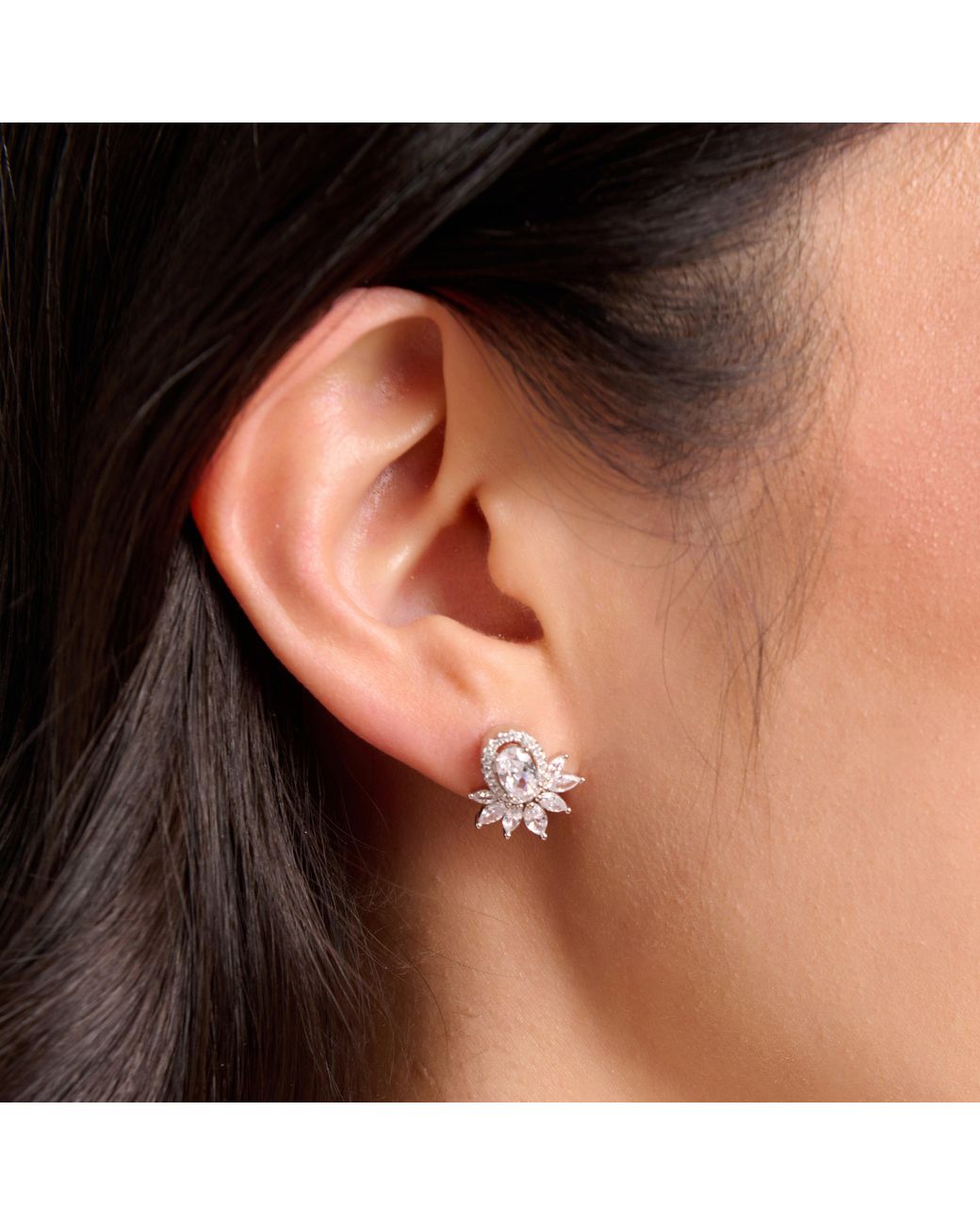 Esterah Metallic Marquise Cluster Studs