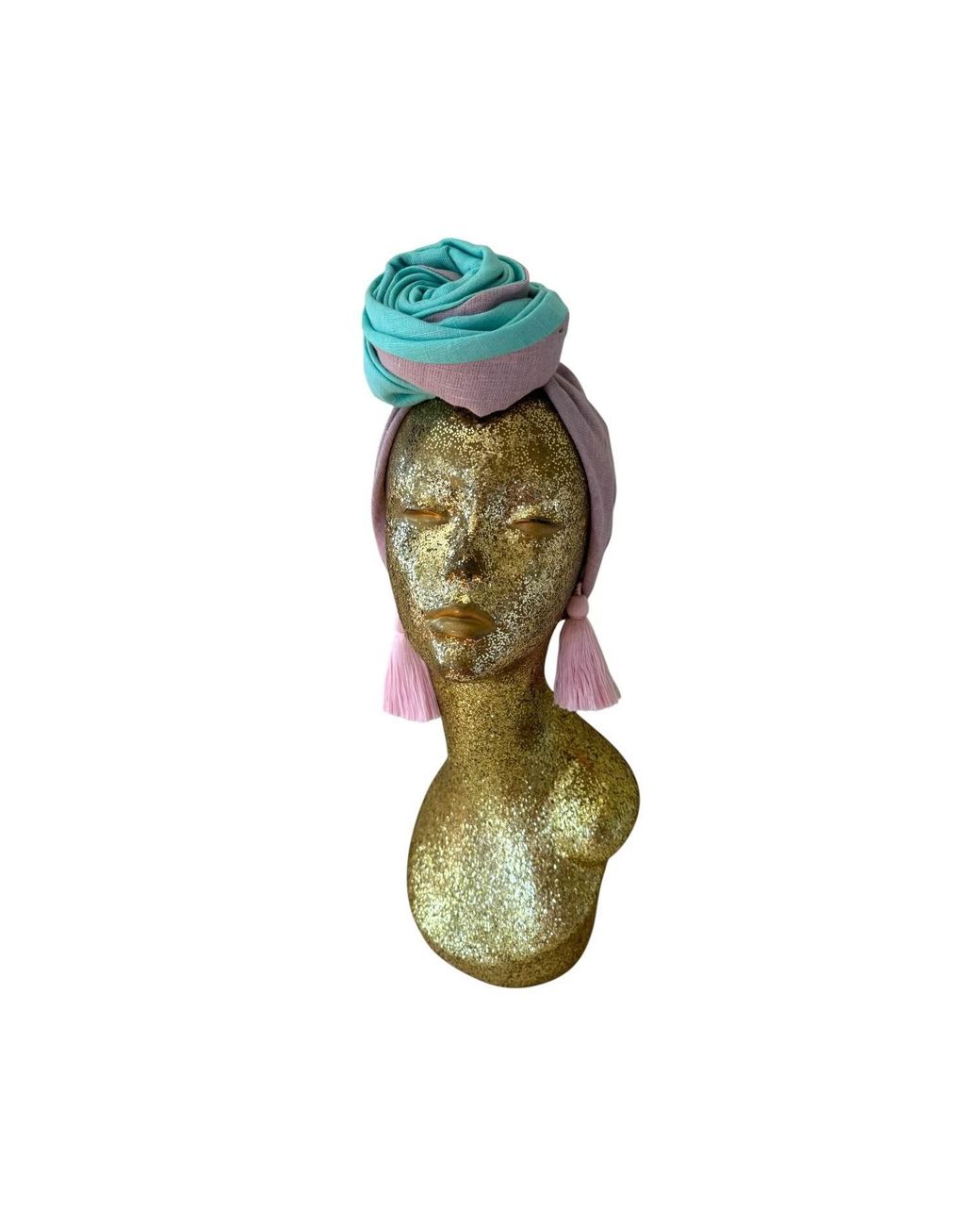 Julia Clancey Green Edith Aqua Reversible Tassels Turban