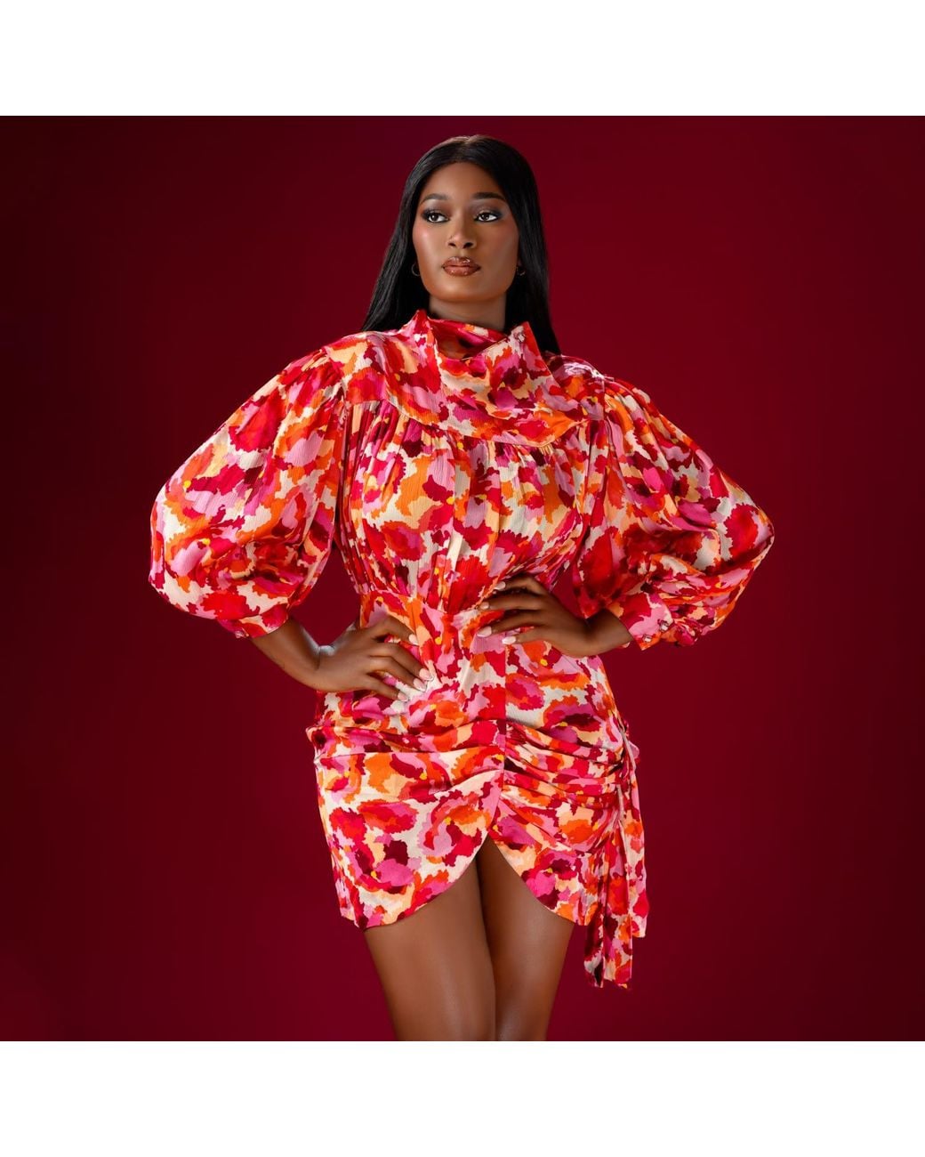 Freak Vault Red Solaris Draped Mini Dress