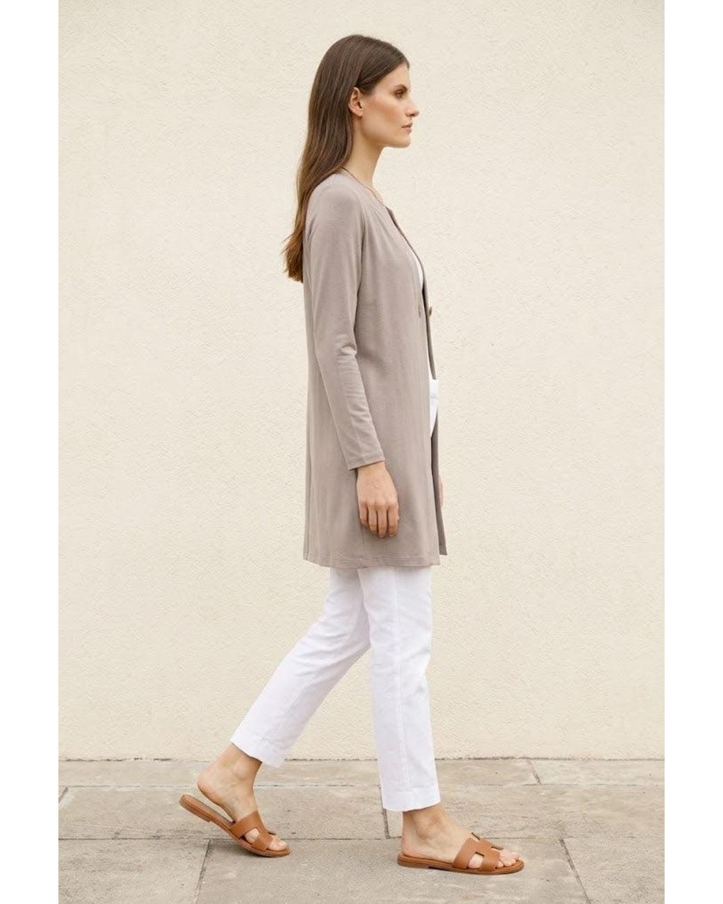 Conquista Gray Refined Longline Button Cardigan