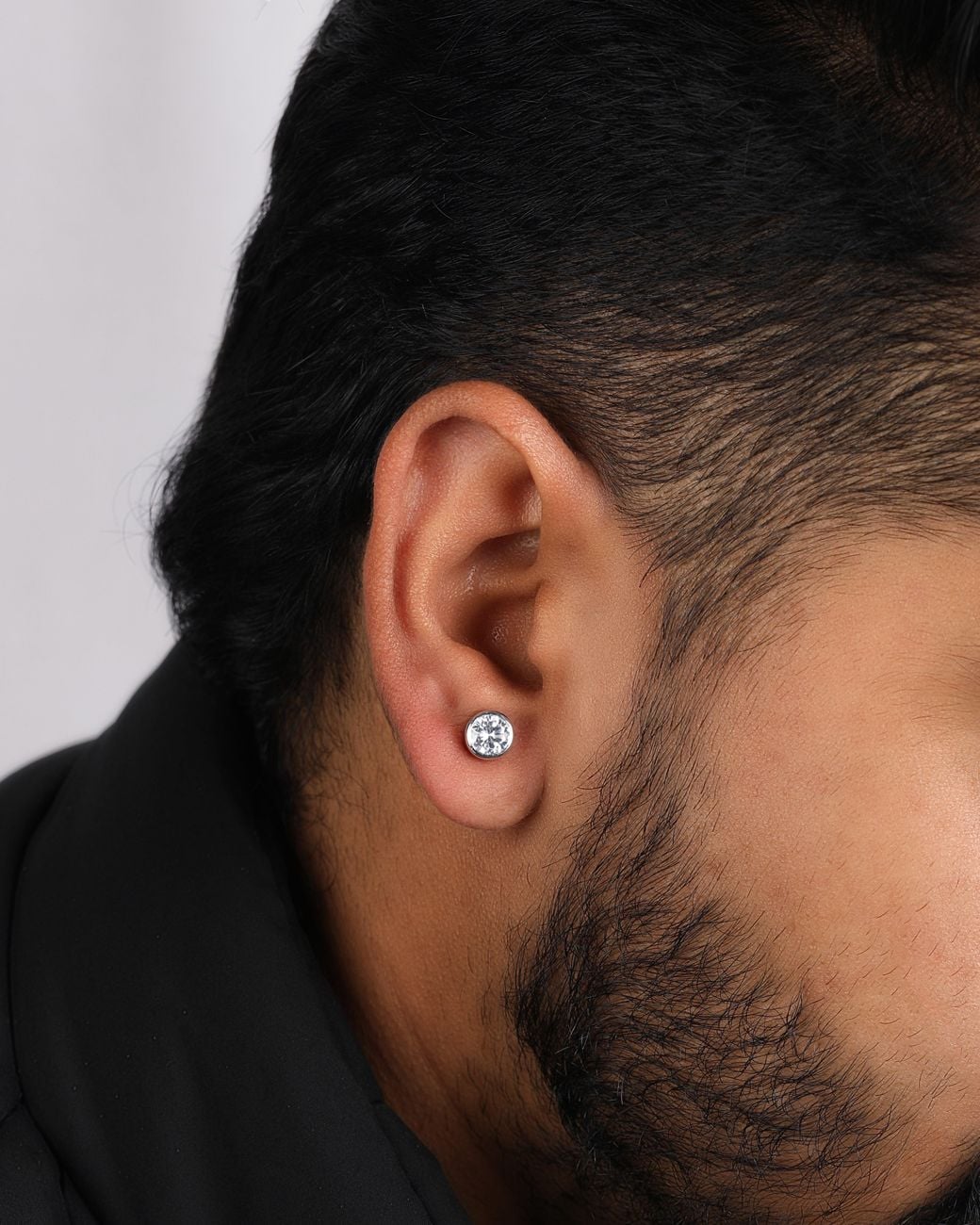 The Jewelz Metallic Round Solitaire Cz Stud Earrings for men