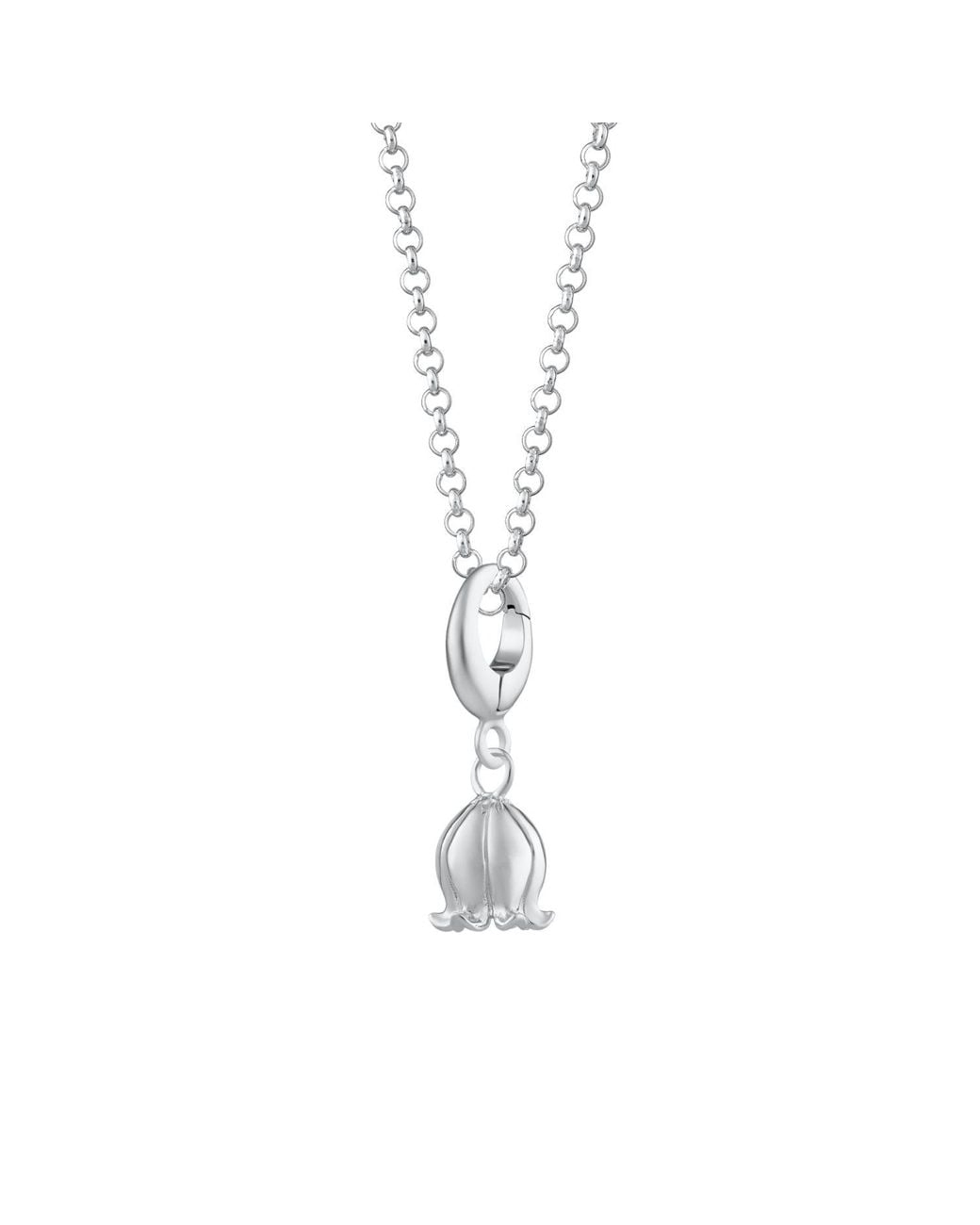 Lily Charmed Metallic Sterling Lily Of The Valley Flower Charm Necklace