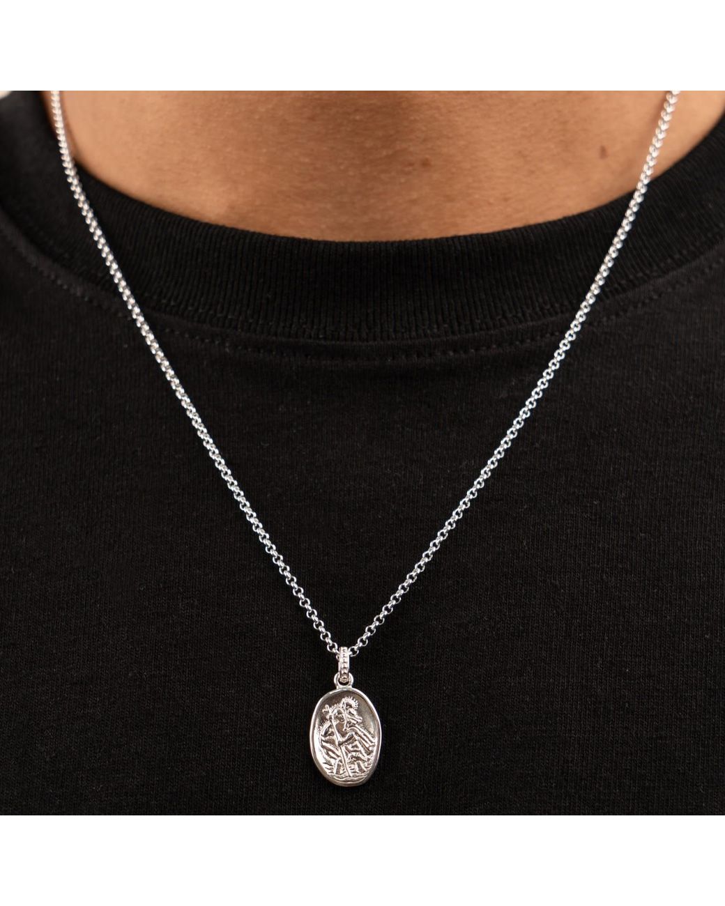 Dower & Hall Metallic St. Christopher Talisman Necklace for men