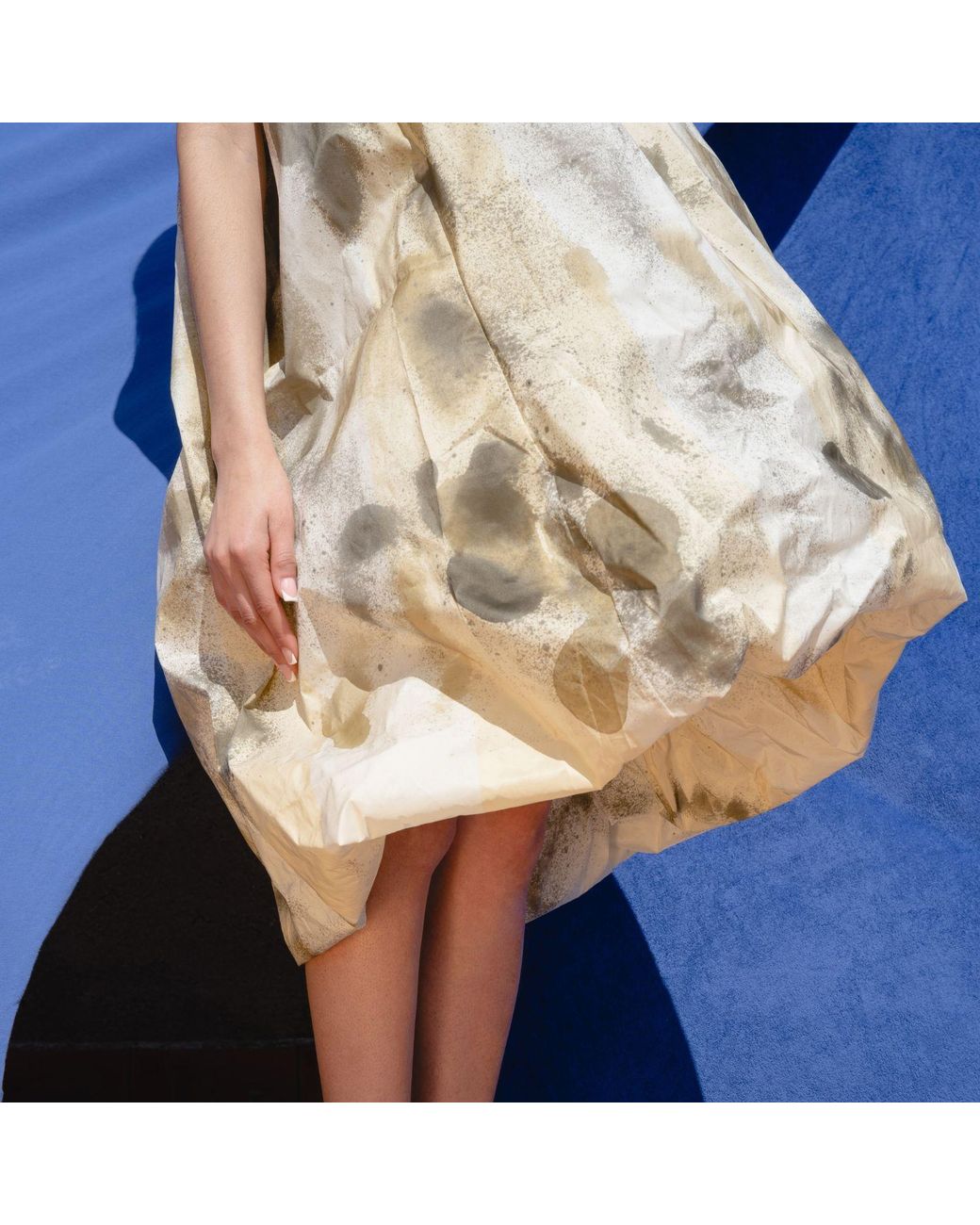 Miro Misljen Natural Hand-Painted Skirt Balloon Dress
