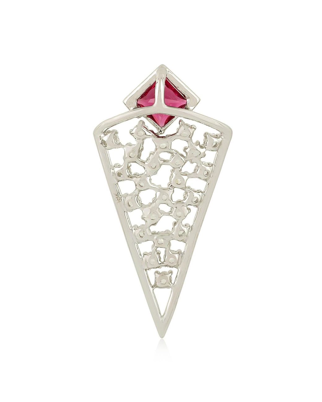 Artisan Multicolor Natural Diamond Pendant 18k White Gold Tourmaline Jewelry