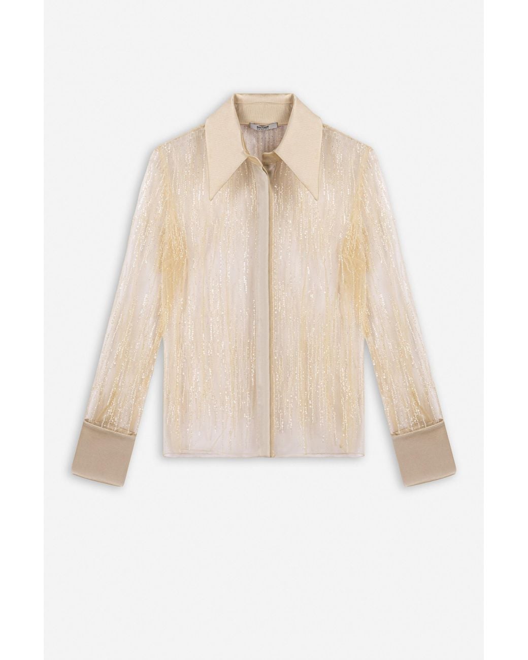 Nocturne White Sheer Metallic Thread Shirt
