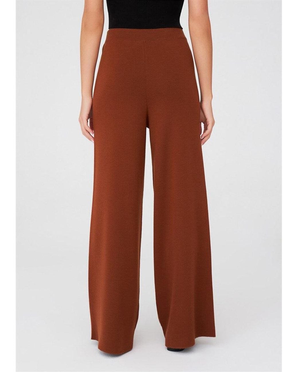 Peraluna Brown Bell Bottom Knit Trousers